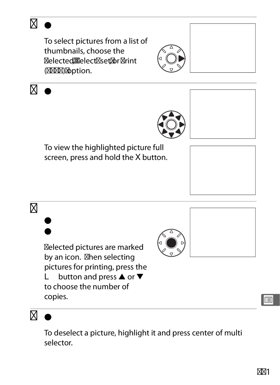 Nikon D700 manual Display thumbnails, Highlight a picture, Repeat steps 1 and 2 to select additional pictures, 261 