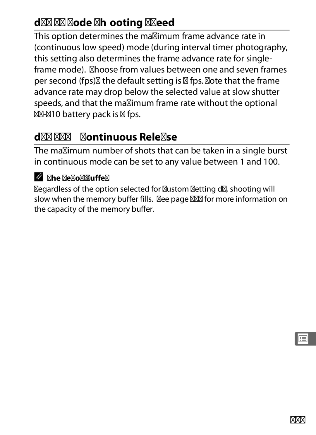 Nikon D700 manual D4 CL Mode Shooting Speed, D5 Max. Continuous Release, 299 