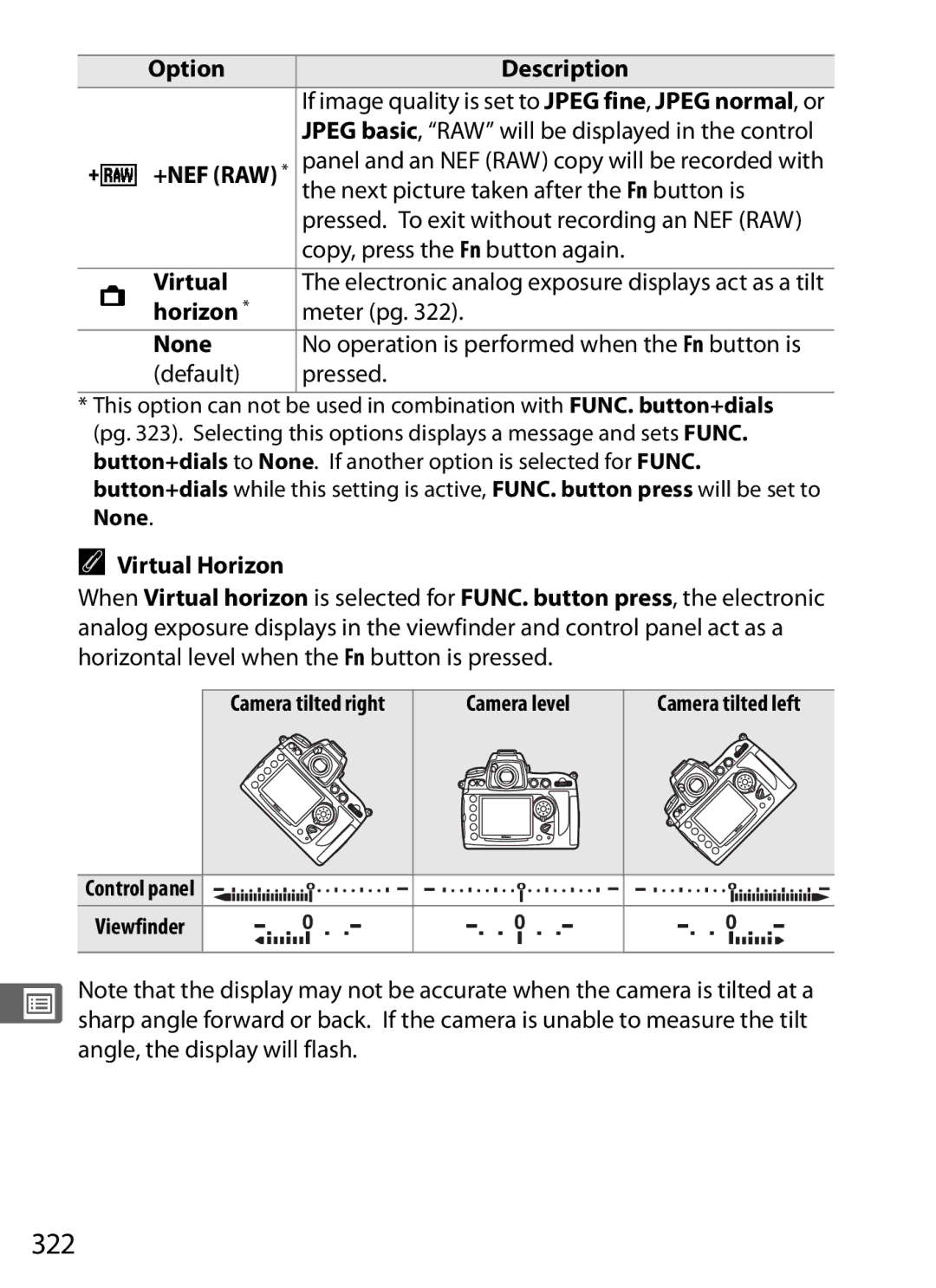 Nikon D700 manual 322, Virtual, Horizon, None 