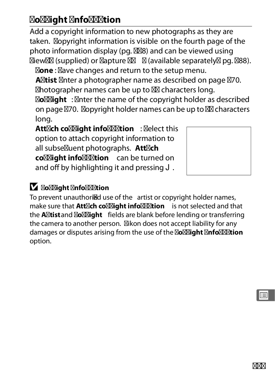 Nikon D700 manual Copyright Information, 343, Option 