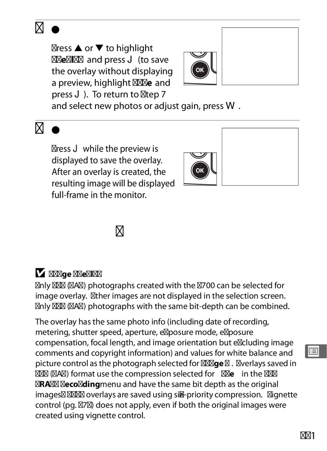 Nikon D700 manual Preview the overlay, Save the overlay, 361 