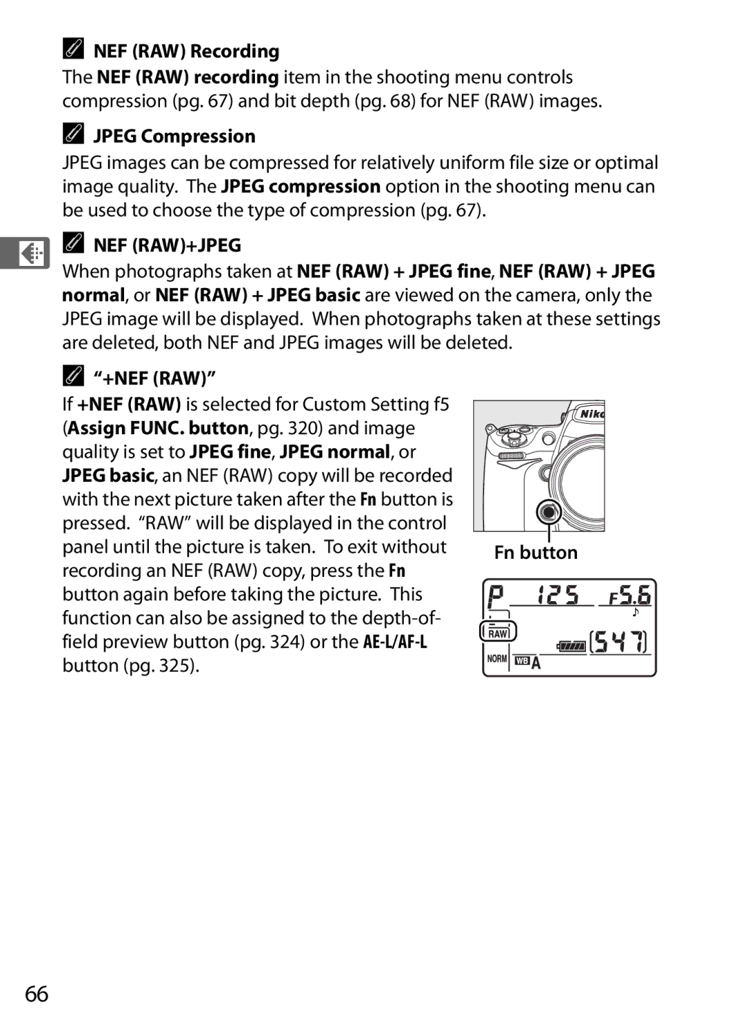 Nikon D700 manual NEF RAW Recording, Jpeg Compression, Nef Raw+Jpeg, +Nef Raw 