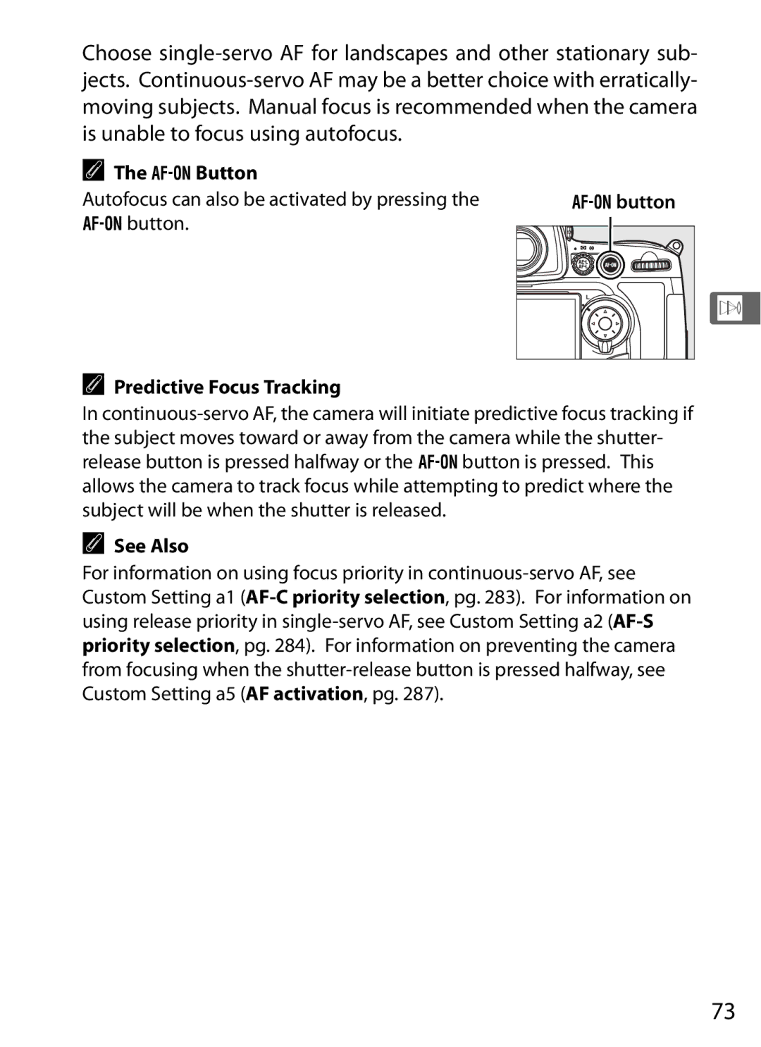 Nikon D700 manual BButton, Autofocus can also be activated by pressing Button, Button Predictive Focus Tracking 