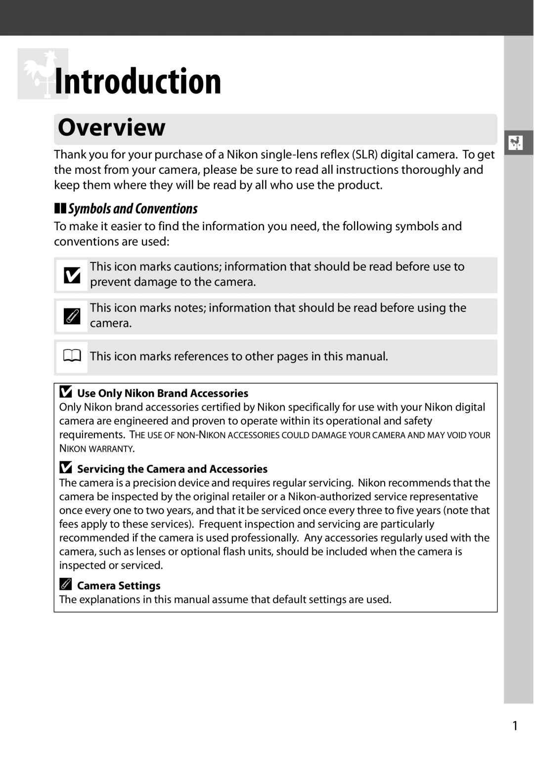 Nikon 25474, D7000 18200mm Kit Overview, Symbols and Conventions, This icon marks references to other pages in this manual 