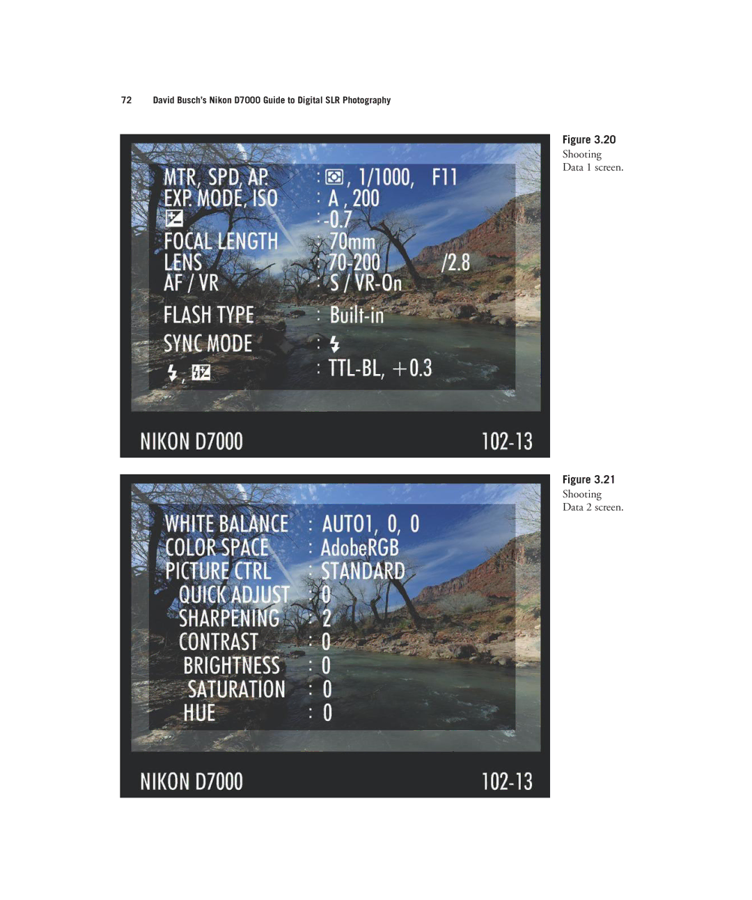 Nikon D7000 manual Shooting Data 1 screen Data 2 screen 