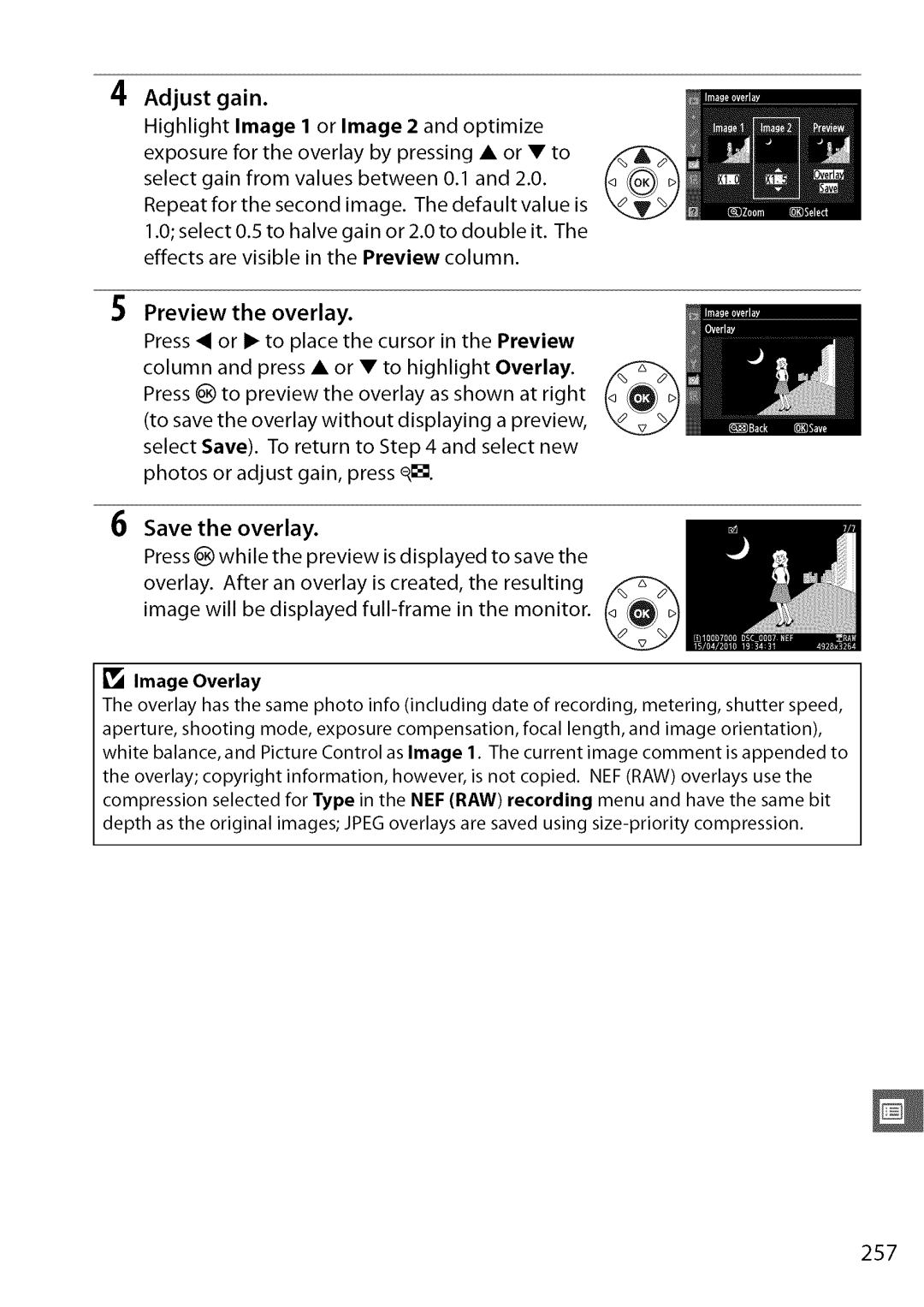 Nikon D7000 user manual 257, Adjust gain 