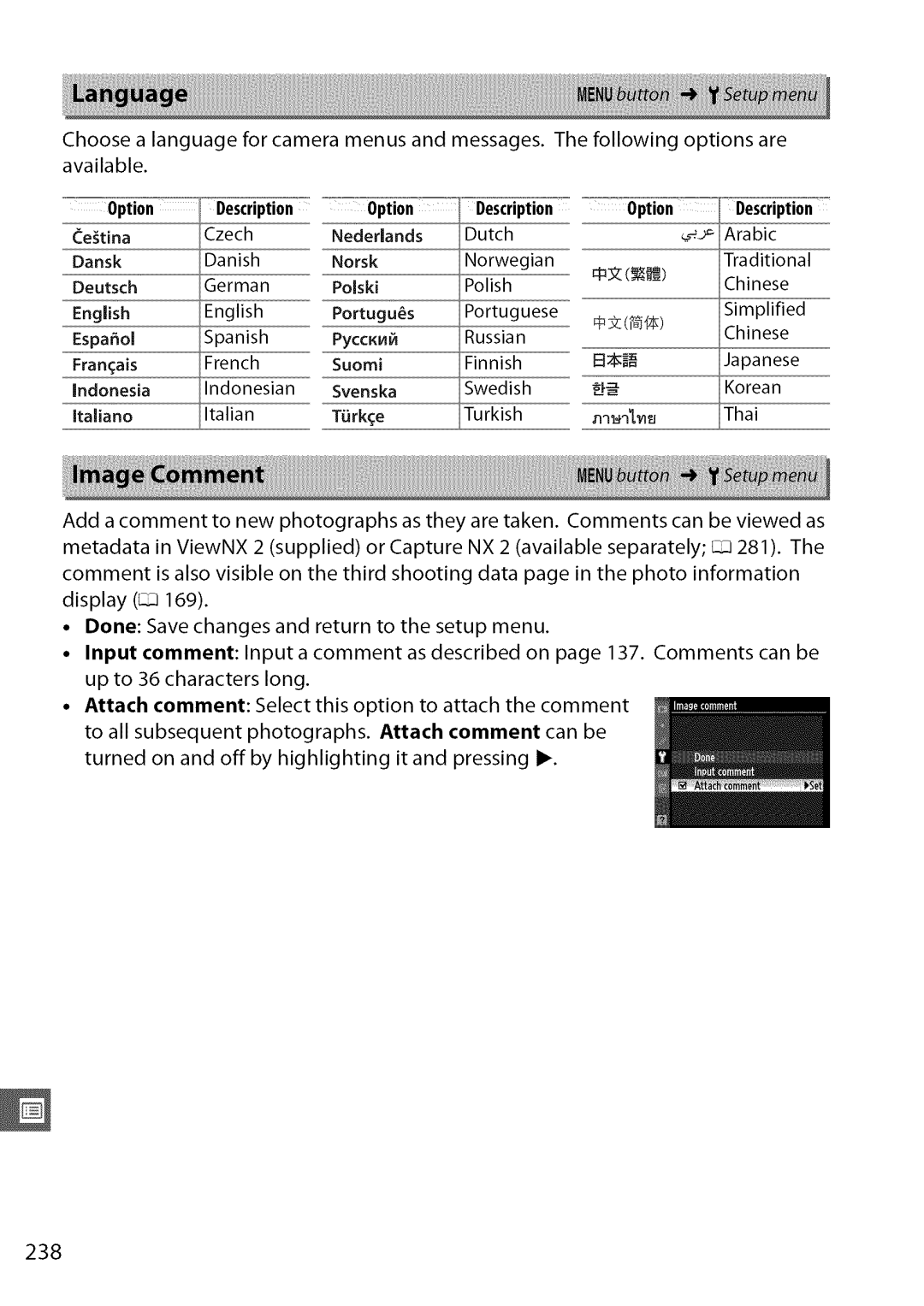 Nikon D7000 user manual Option, English, Espahol 