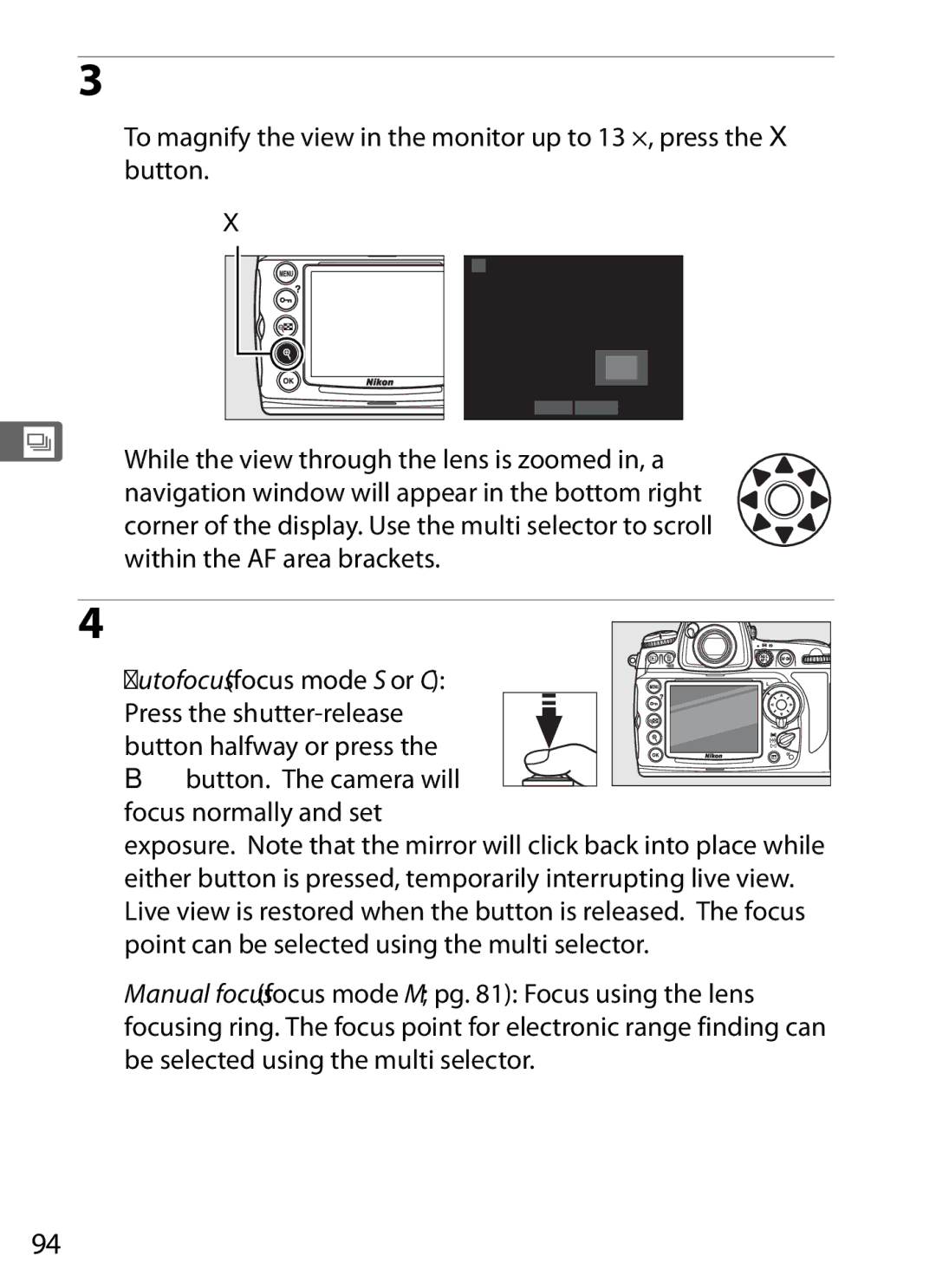 Nikon D700OUTFIT, D700BODY, D7000BODY, D7000KIT user manual Frame a picture in the monitor 