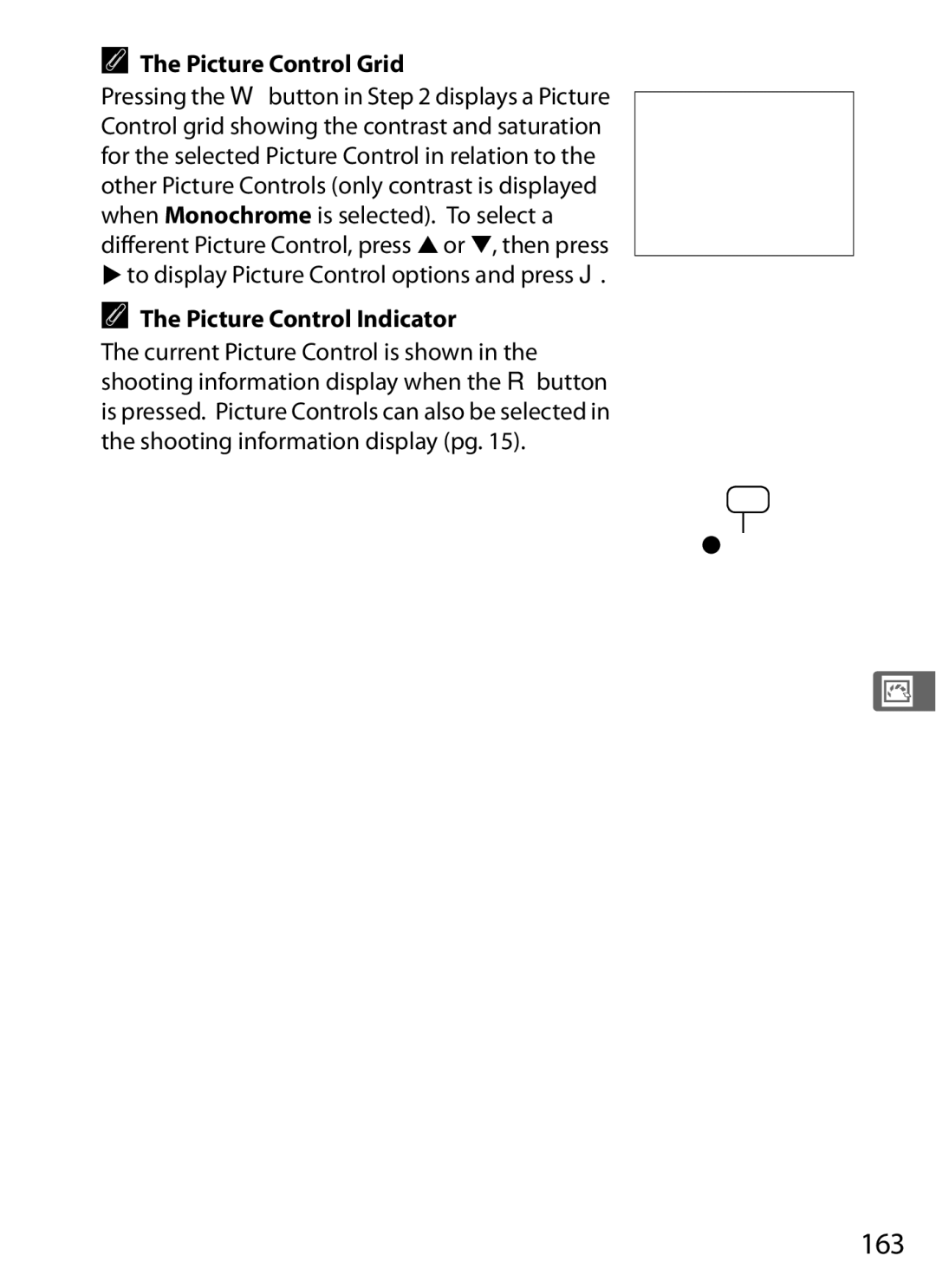 Nikon D700BODY, D700OUTFIT, D7000BODY, D7000KIT user manual 163, Picture Control Grid, Picture Control Indicator 