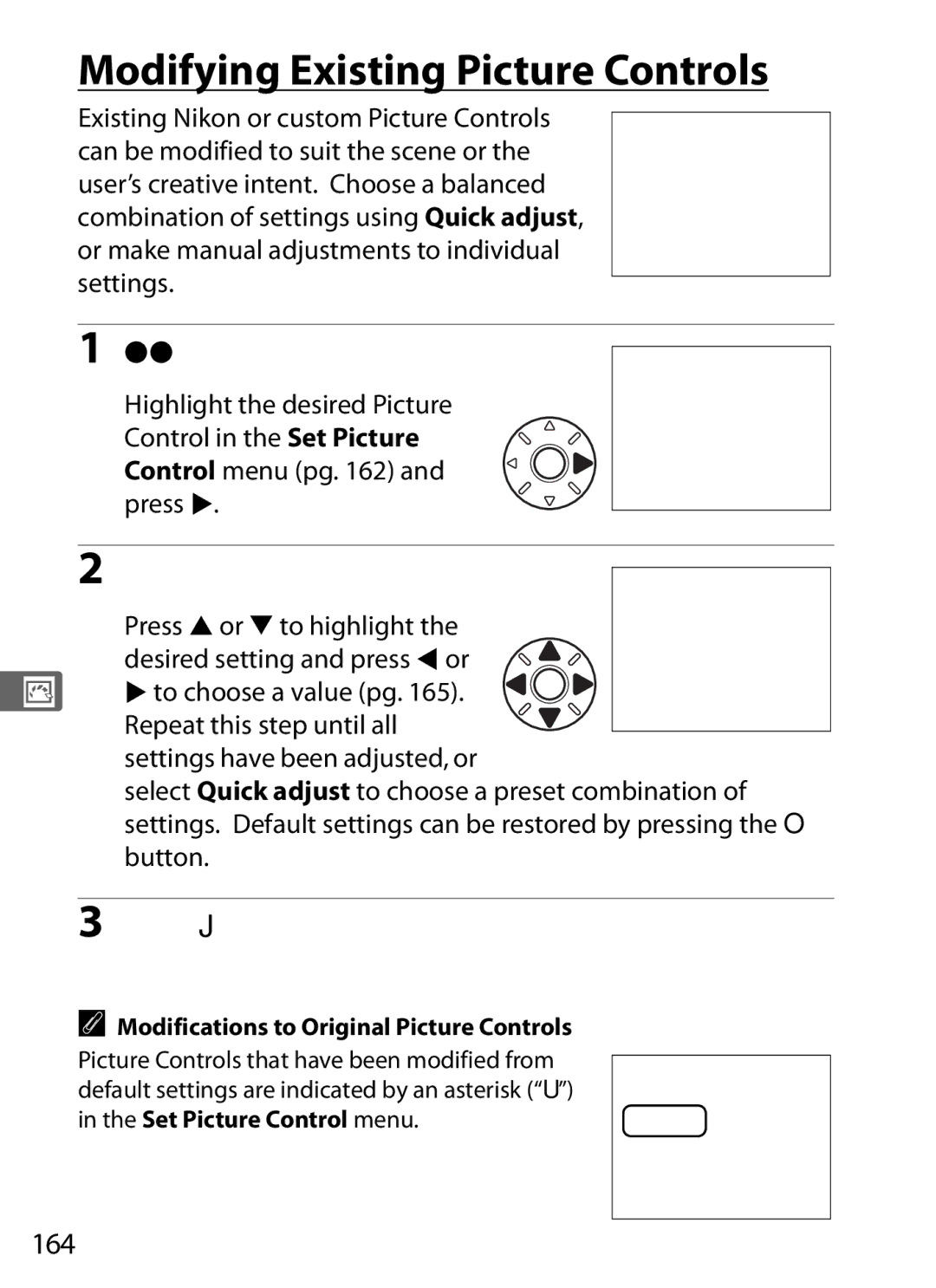 Nikon D7000BODY, D700OUTFIT, D700BODY, D7000KIT user manual Modifying Existing Picture Controls, 164 