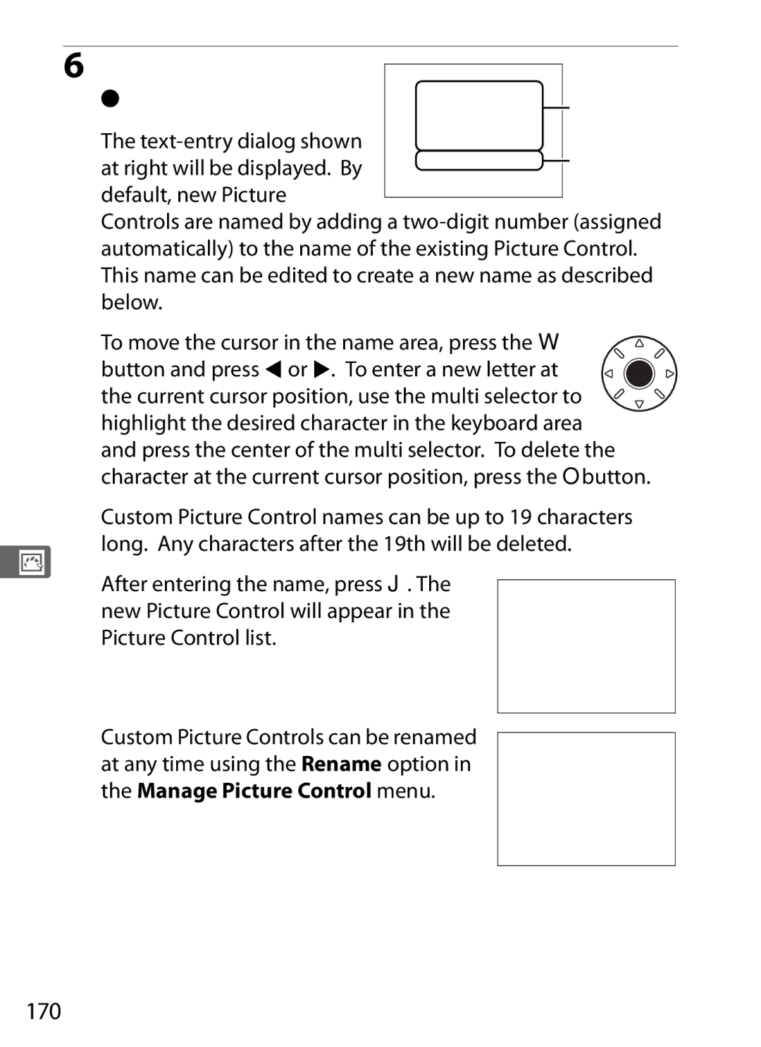 Nikon D700OUTFIT, D700BODY, D7000BODY, D7000KIT user manual Name the Picture Control, 170 