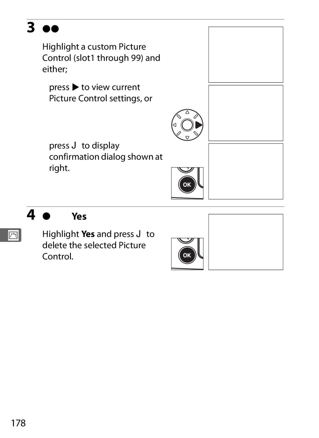 Nikon D700OUTFIT, D700BODY 178, Press Jto display confirmation dialog shown at right, Highlight Yes and press Jto, Control 