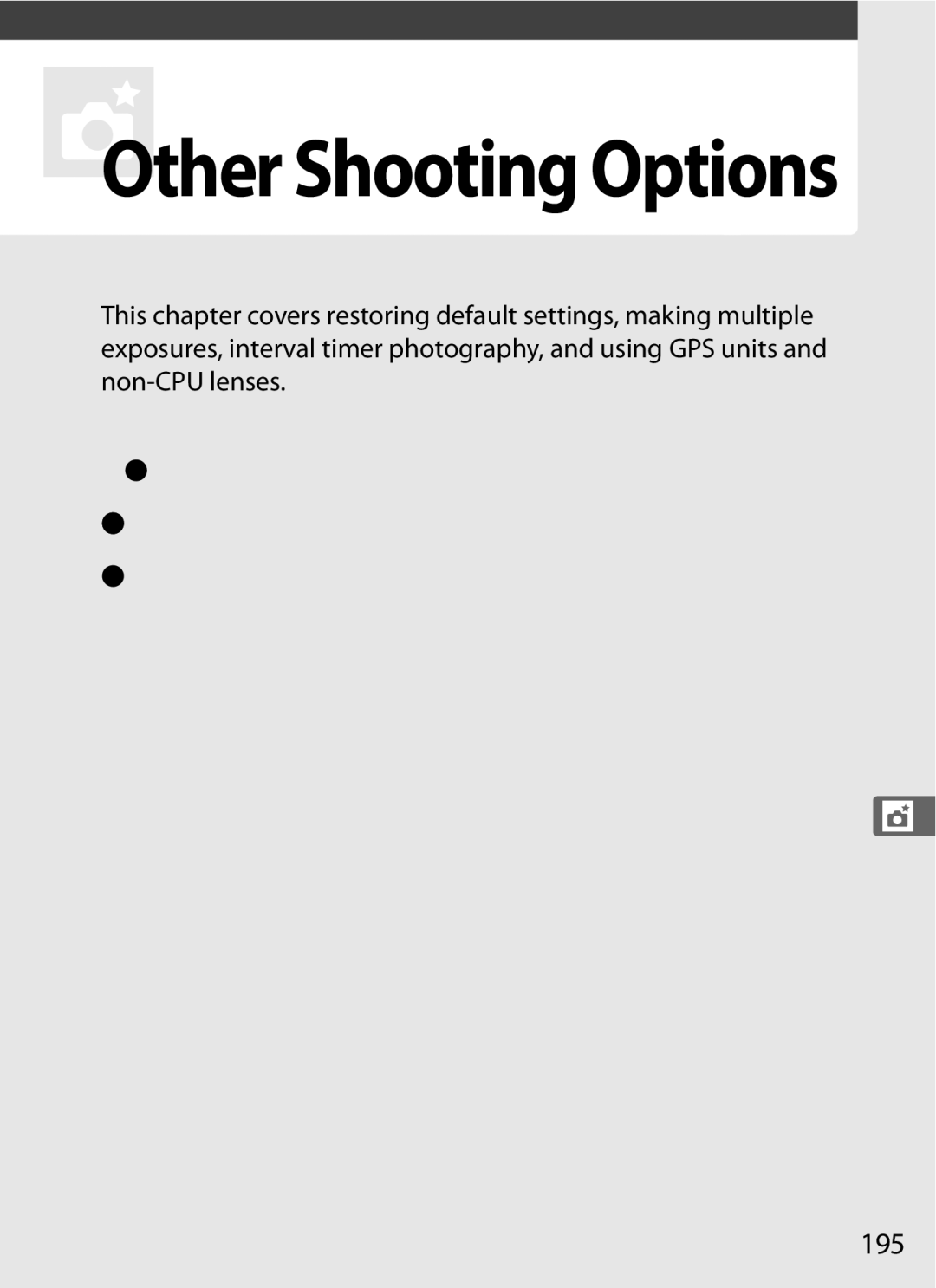 Nikon D700BODY, D700OUTFIT, D7000BODY, D7000KIT user manual Other Shooting Options, 195 