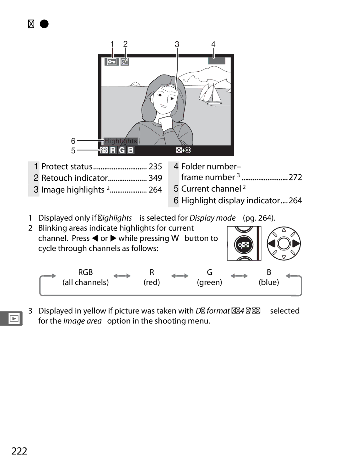 Nikon D700OUTFIT, D700BODY, D7000BODY, D7000KIT user manual Highlights, 222, Folder number, 272, Current channel 