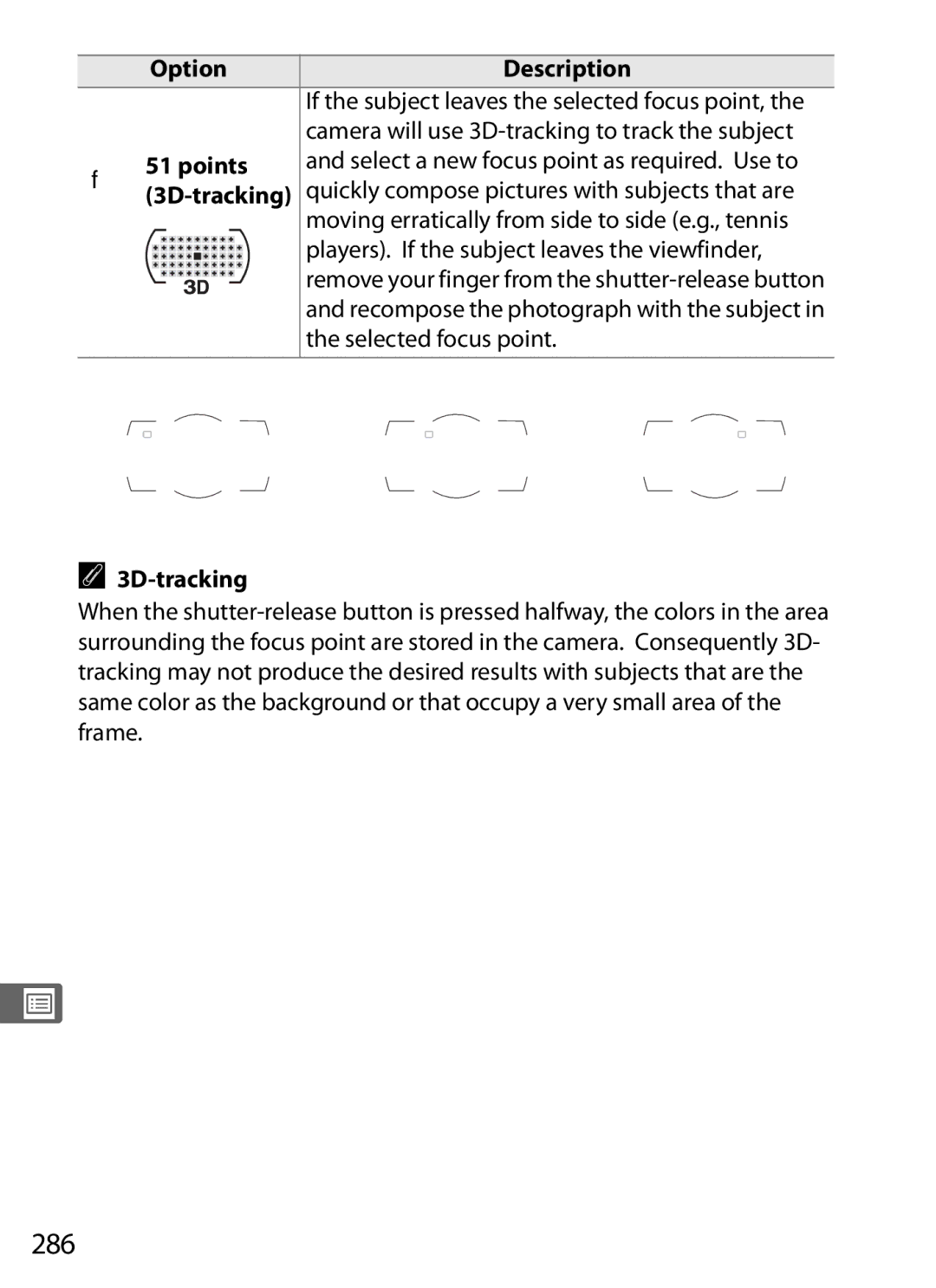 Nikon D700OUTFIT, D700BODY, D7000BODY, D7000KIT user manual 286, 3D-tracking 