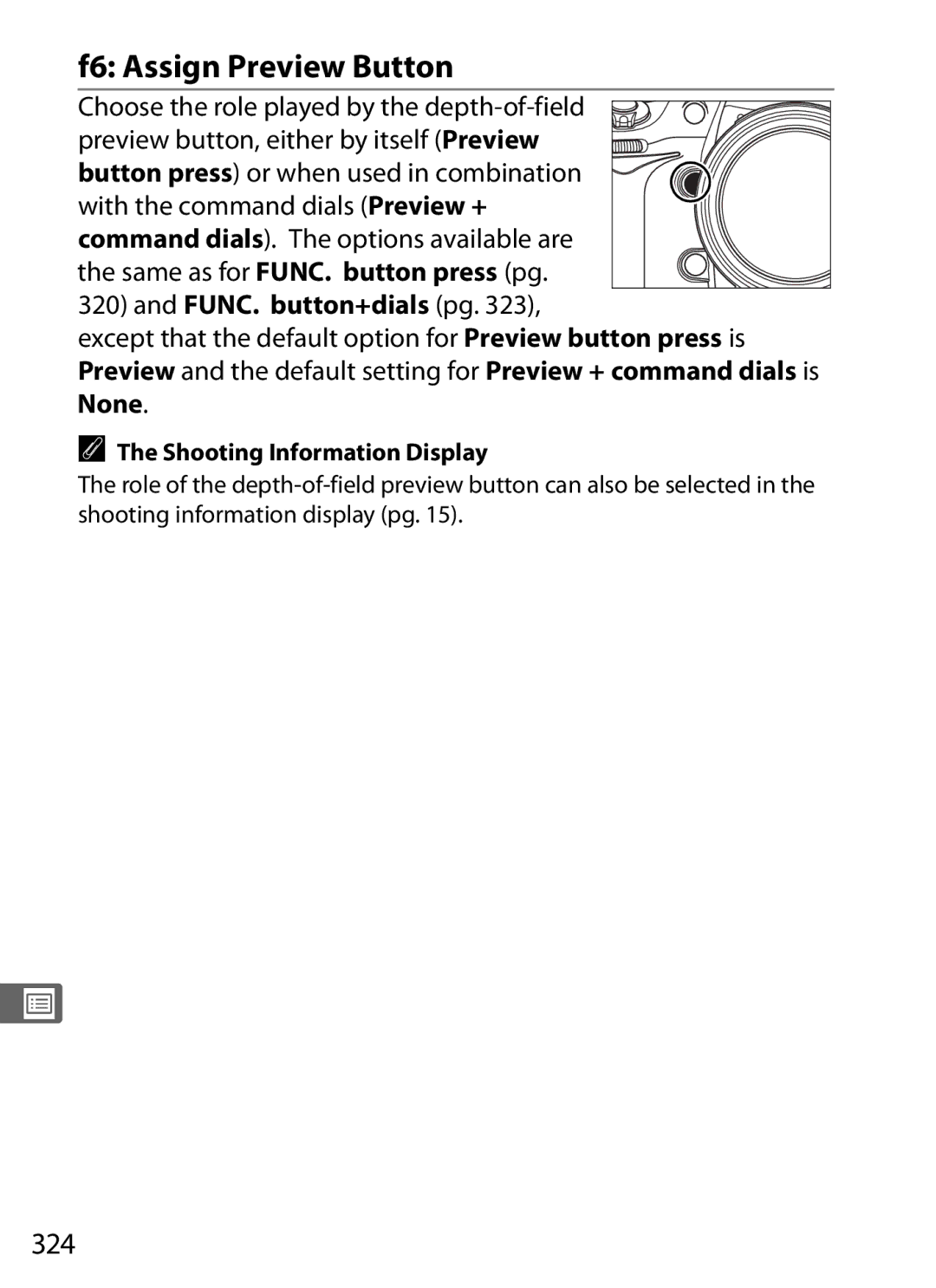 Nikon D7000BODY, D700OUTFIT, D700BODY, D7000KIT user manual F6 Assign Preview Button, 324 