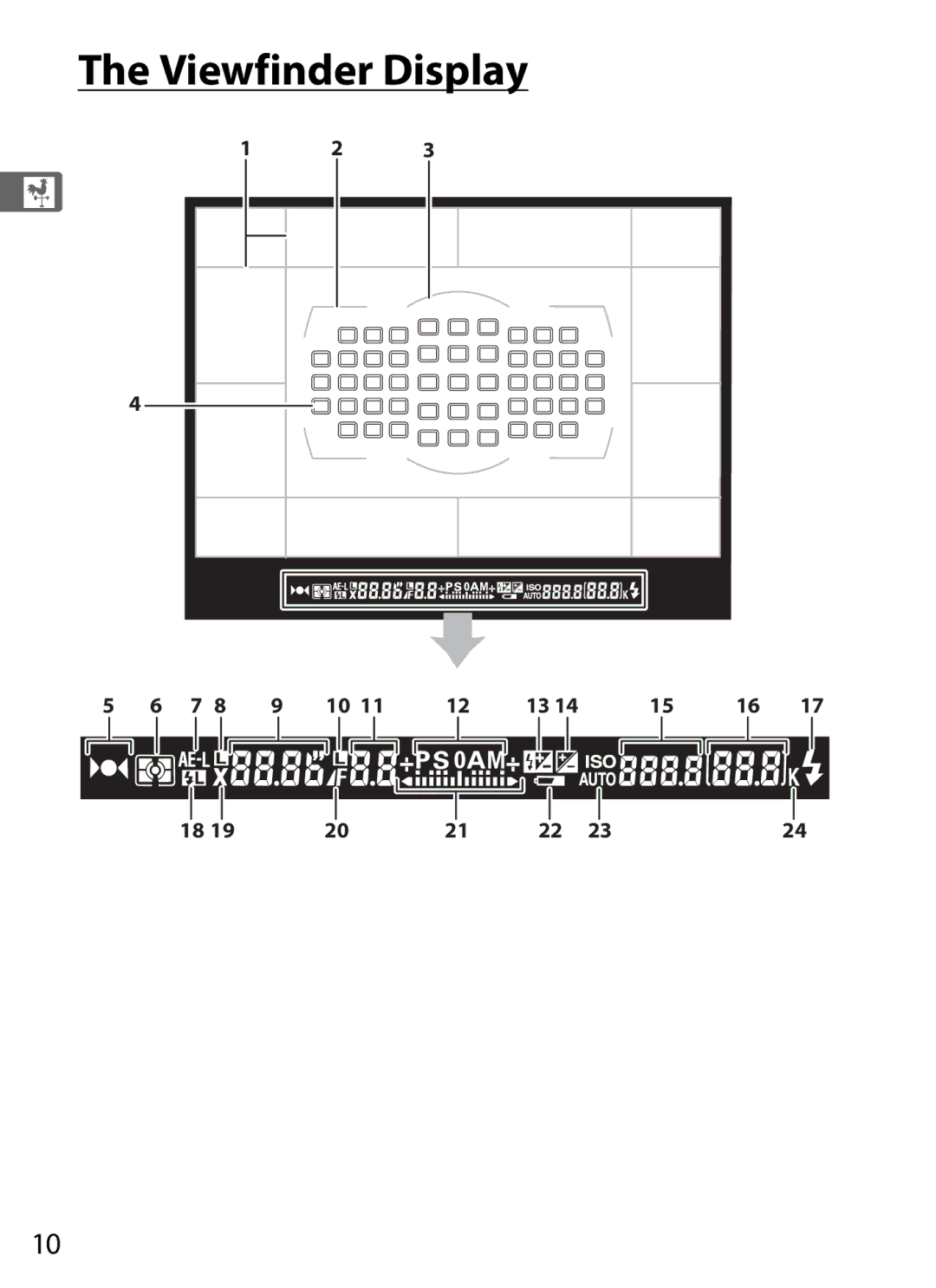 Nikon D700OUTFIT, D700BODY, D7000BODY, D7000KIT user manual Viewfinder Display 