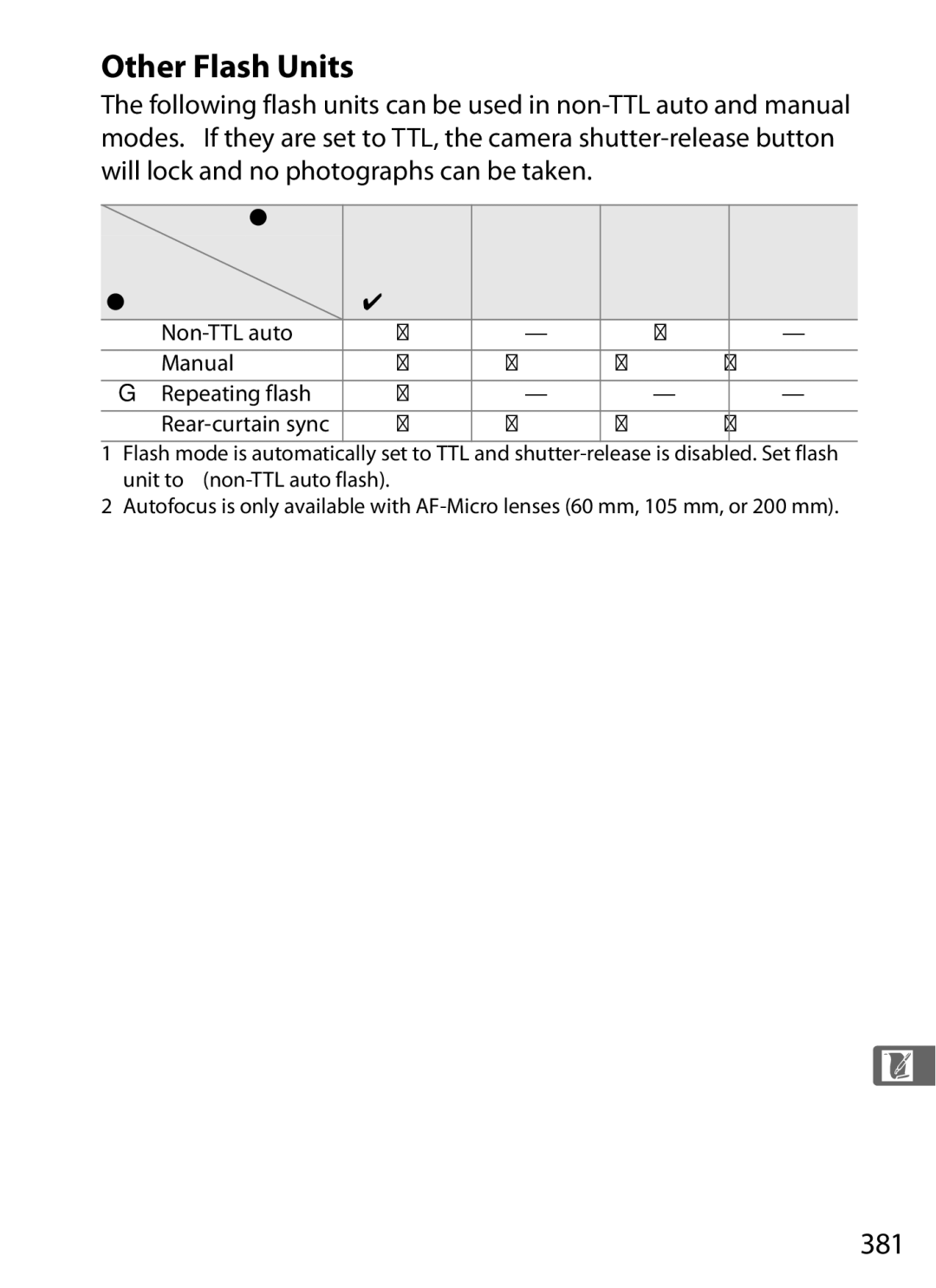 Nikon D7000KIT, D700OUTFIT, D700BODY, D7000BODY user manual Other Flash Units, 381 