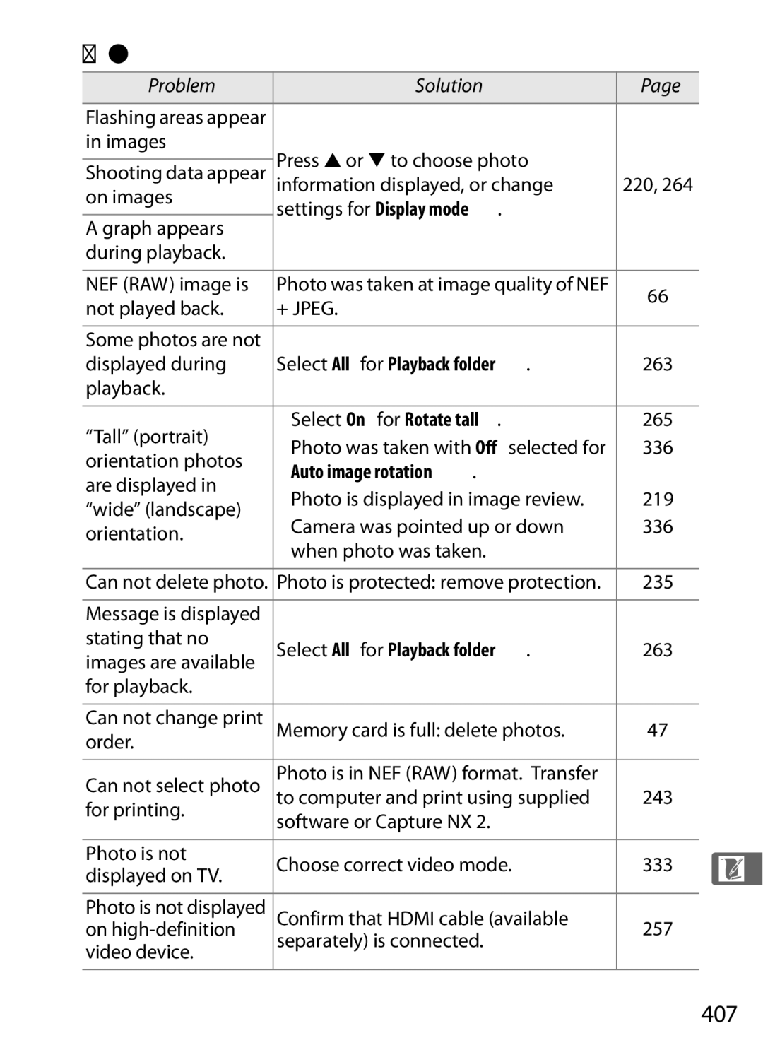 Nikon D700BODY, D700OUTFIT, D7000BODY, D7000KIT user manual 407, Select All for Playback folder, Select On for Rotate tall 