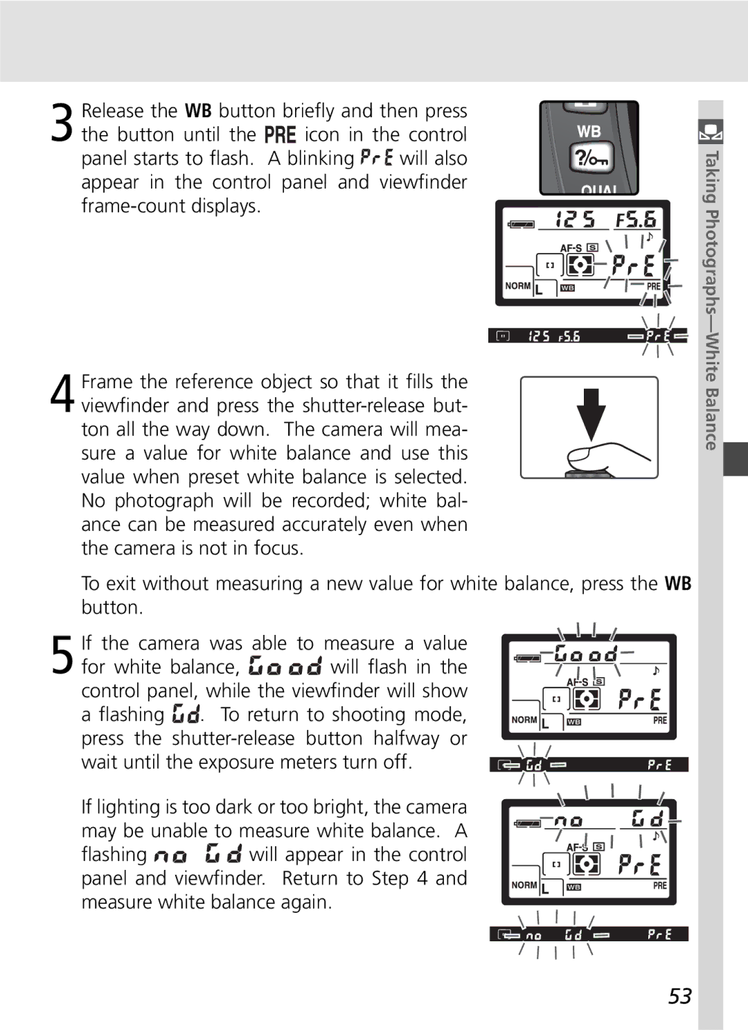 Nikon D70SBODY manual Taking Photographs-White Balance 