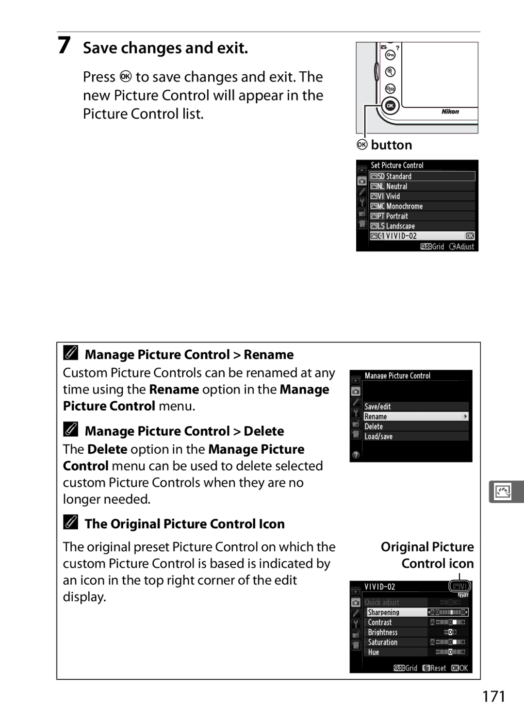 Nikon 2164+25468, D800EFXBODY, D800 (Body Only), D800BODY, D800 E (Body Only), 25480B user manual Save changes and exit, 171 