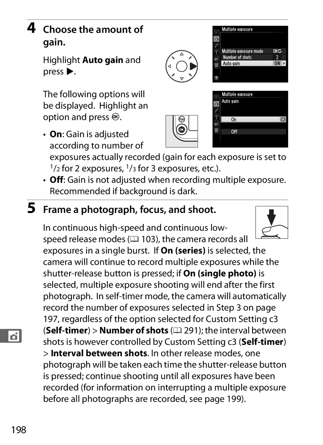 Nikon 2164+25468, D800EFXBODY, D800 (Body Only), D800BODY, D800 E (Body Only), 25480B Choose the amount of gain, 198 