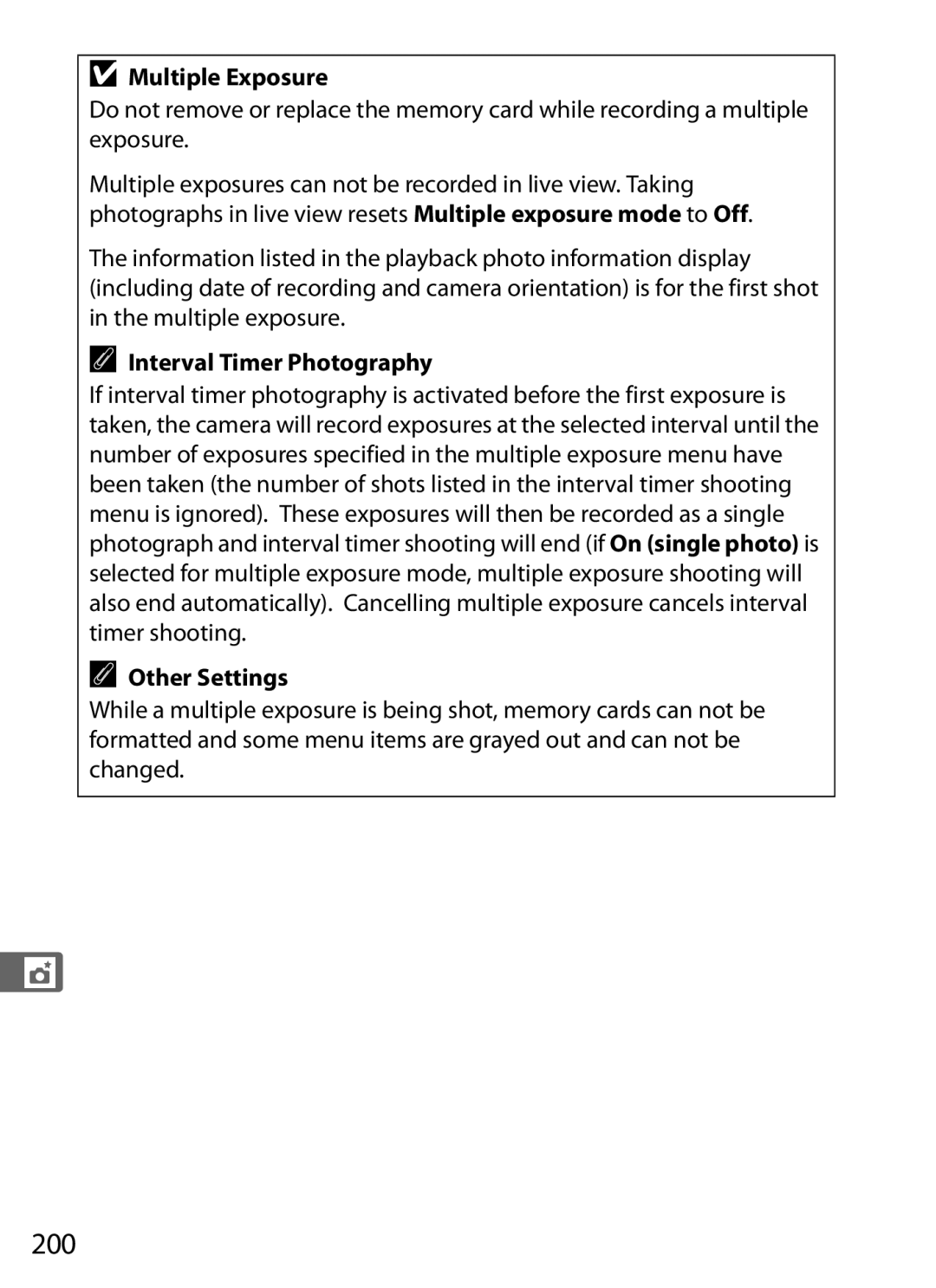 Nikon 25480, D800EFXBODY, D800 (Body Only), D800BODY, D800 E (Body Only), 2164+25468 200, Multiple Exposure, Other Settings 