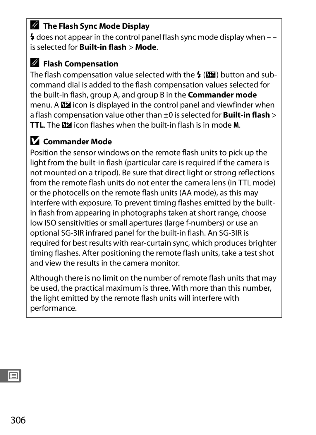 Nikon 2164+25468, D800EFXBODY, D800 (Body Only), D800 E 306, Flash Sync Mode Display, Flash Compensation, Commander Mode 