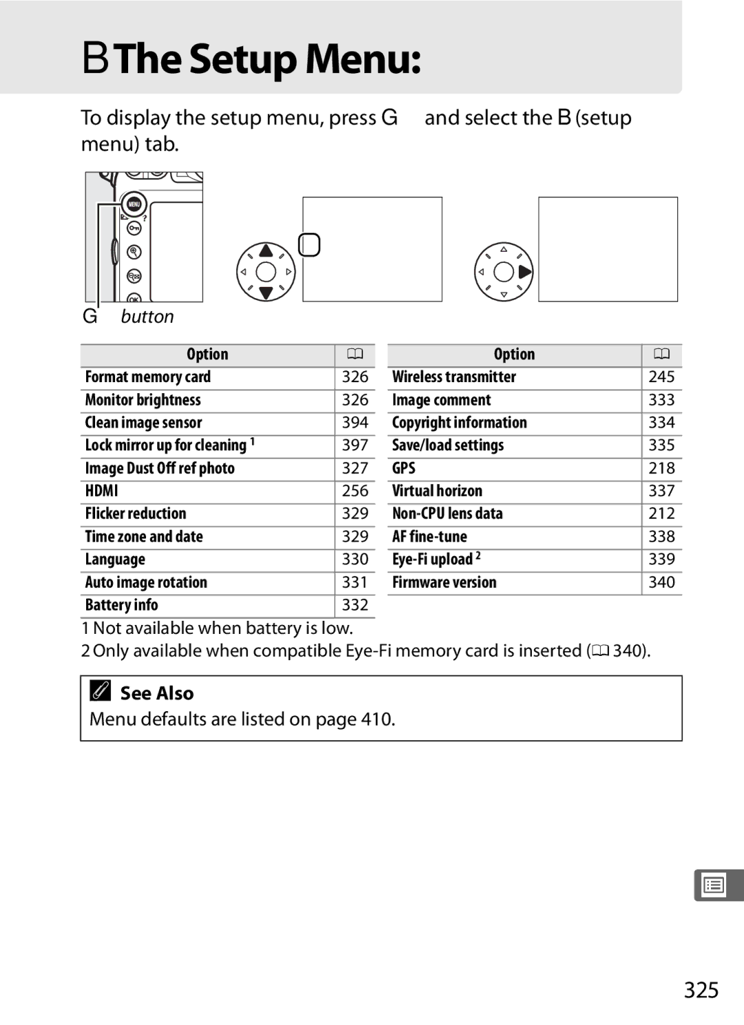 Nikon 25480B, D800EFXBODY, D800 (Body Only), D800BODY, D800 E (Body Only), 2164+25468 user manual 325 