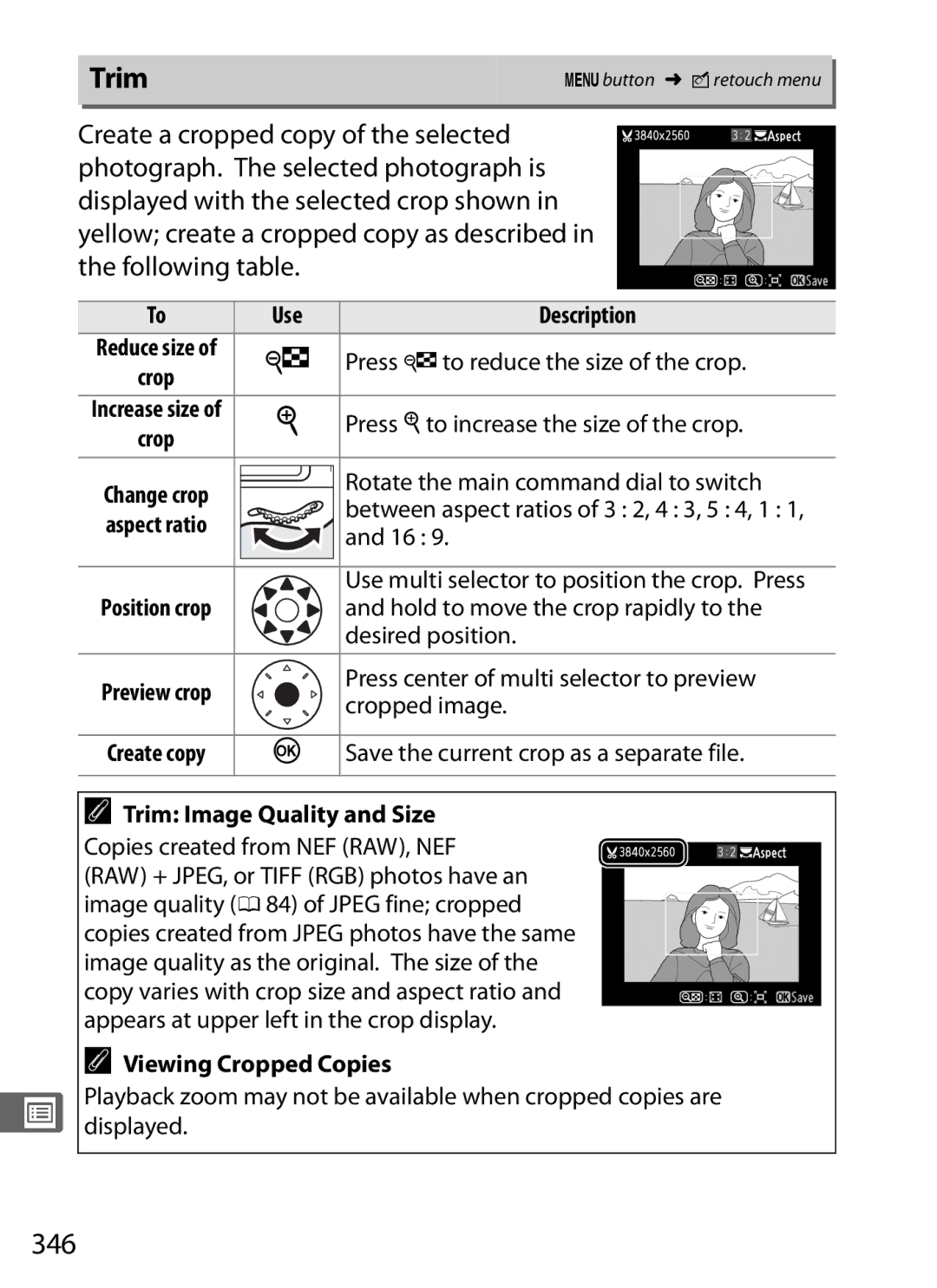 Nikon D800 (Body Only), D800EFXBODY, D800BODY, D800 E (Body Only), 2164+25468, 25480B user manual Trim, 346 