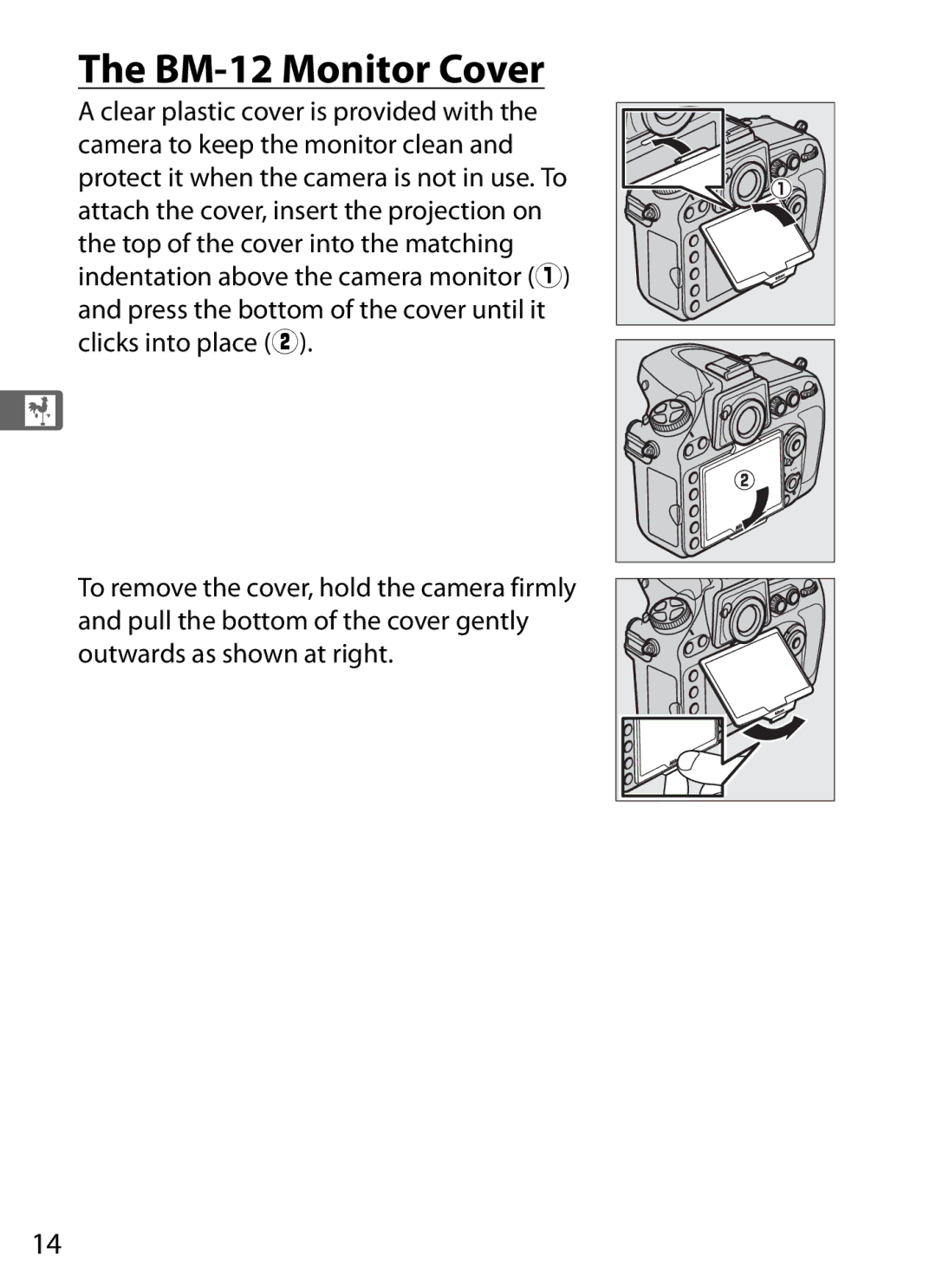 Nikon D800EFXBODY, D800 (Body Only), D800BODY, D800 E (Body Only), 2164+25468, 25480B user manual BM-12 Monitor Cover 