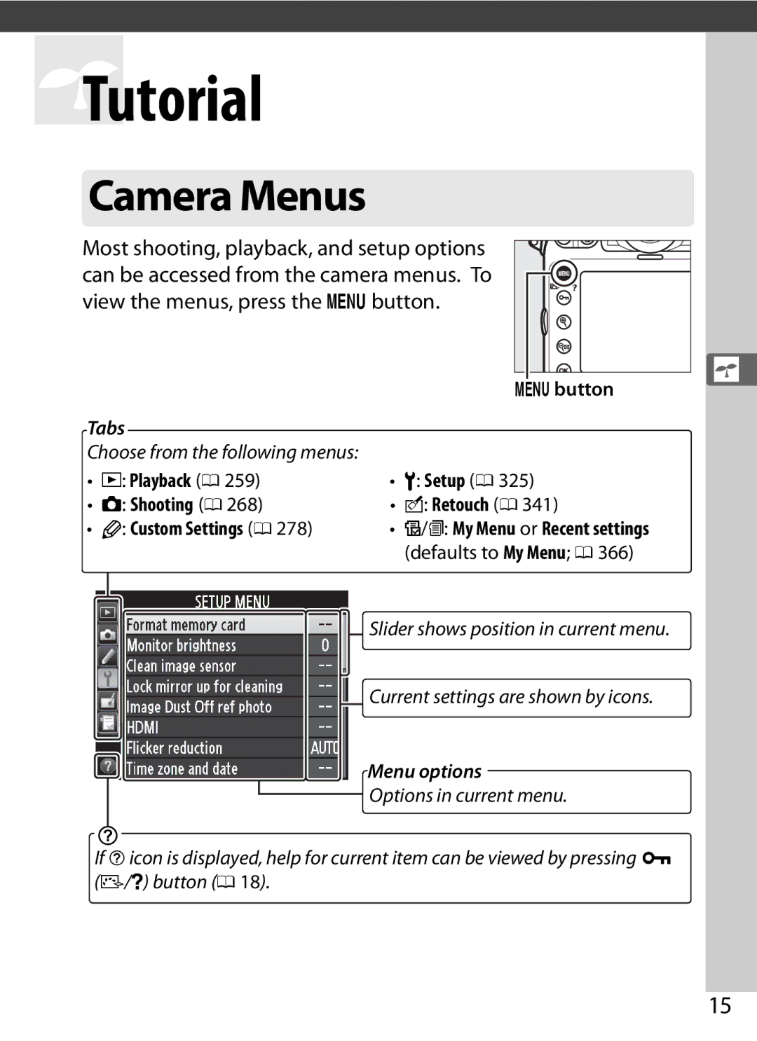 Nikon D800EFXBODY, D800 (Body Only) Camera Menus, Gbutton, Playback 0, Setup 0, Shooting 0 Retouch 0 Custom Settings 0 