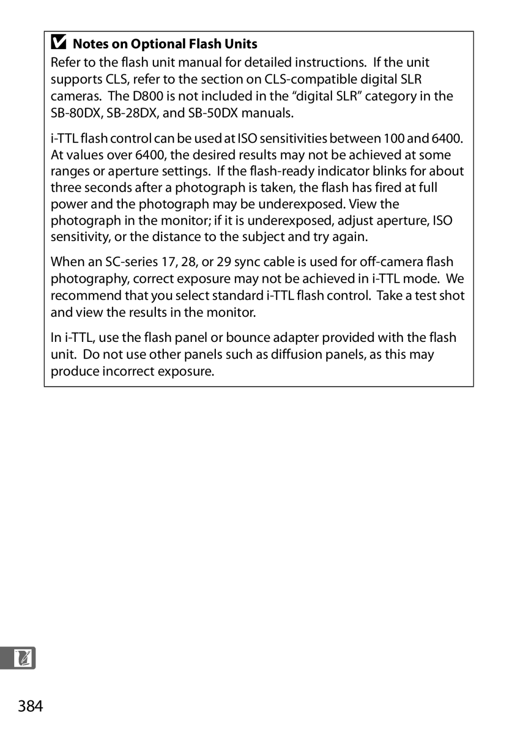 Nikon D800EFXBODY, D800 (Body Only), D800BODY, D800 E (Body Only), 2164+25468, 25480B user manual 384 