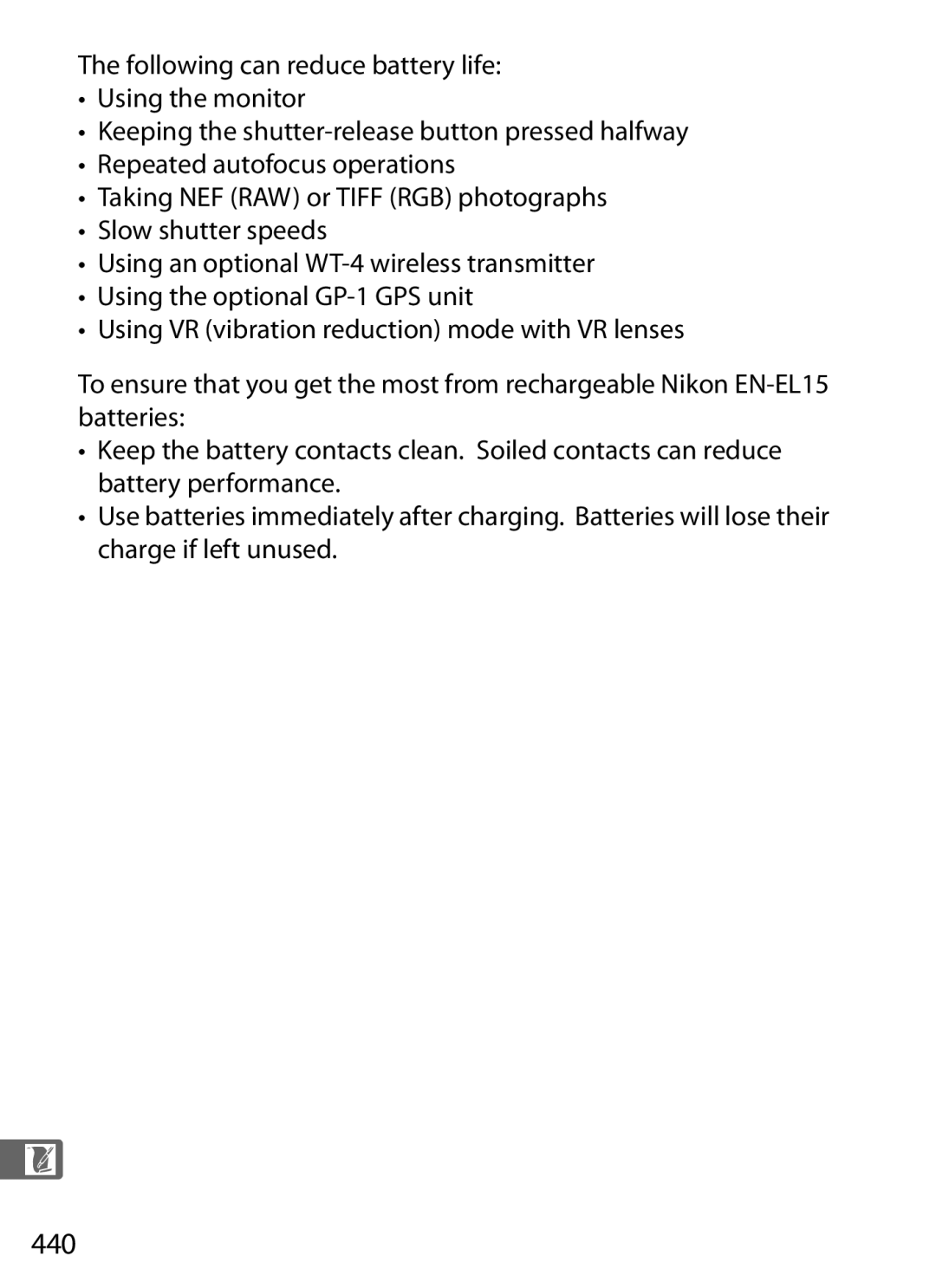 Nikon D800 E (Body Only), D800EFXBODY, D800 (Body Only), D800BODY, 2164+25468, 25480B user manual 440 