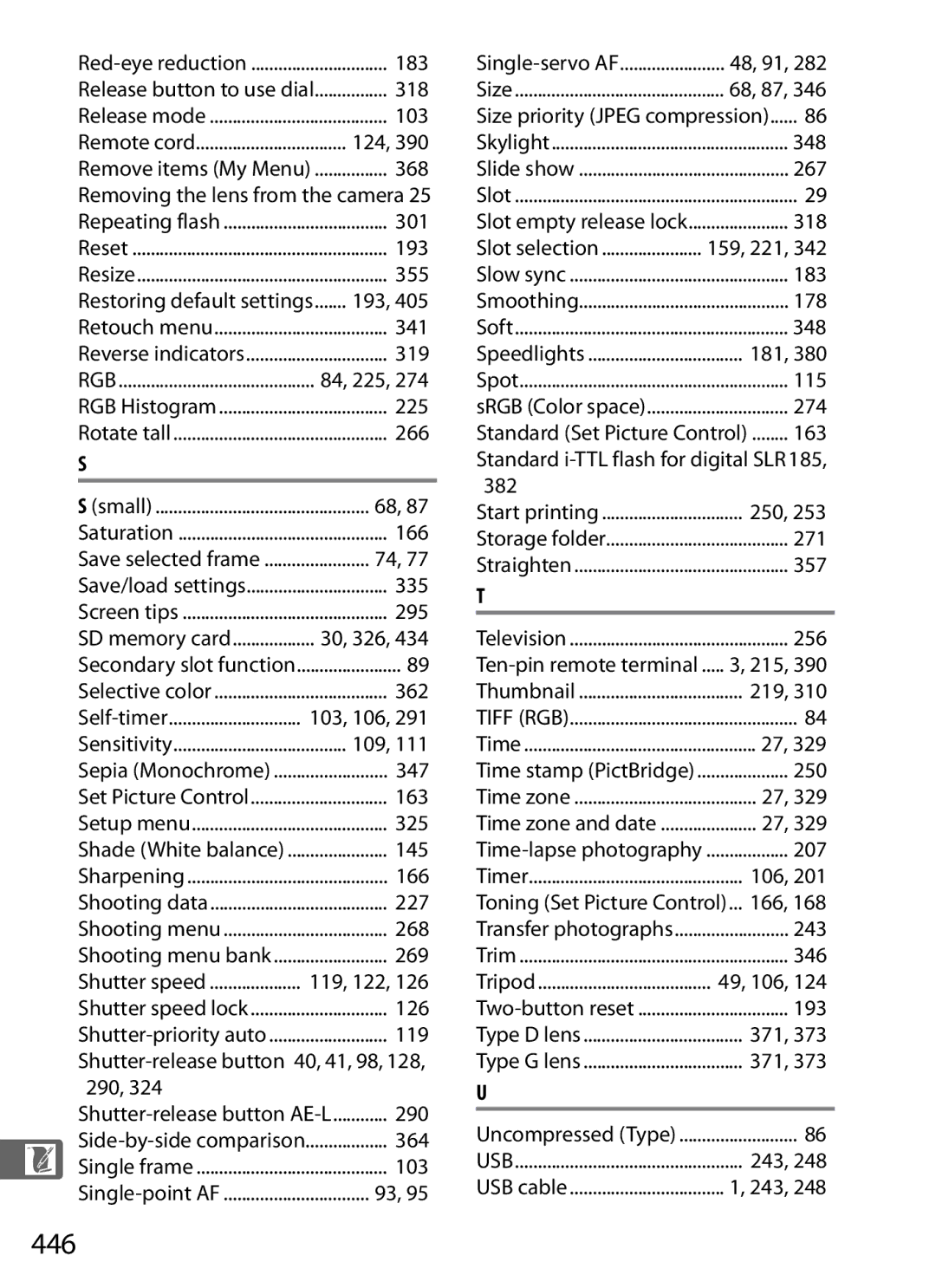 Nikon D800EFXBODY, D800 (Body Only), D800BODY, D800 E (Body Only), 2164+25468, 25480B user manual 446 