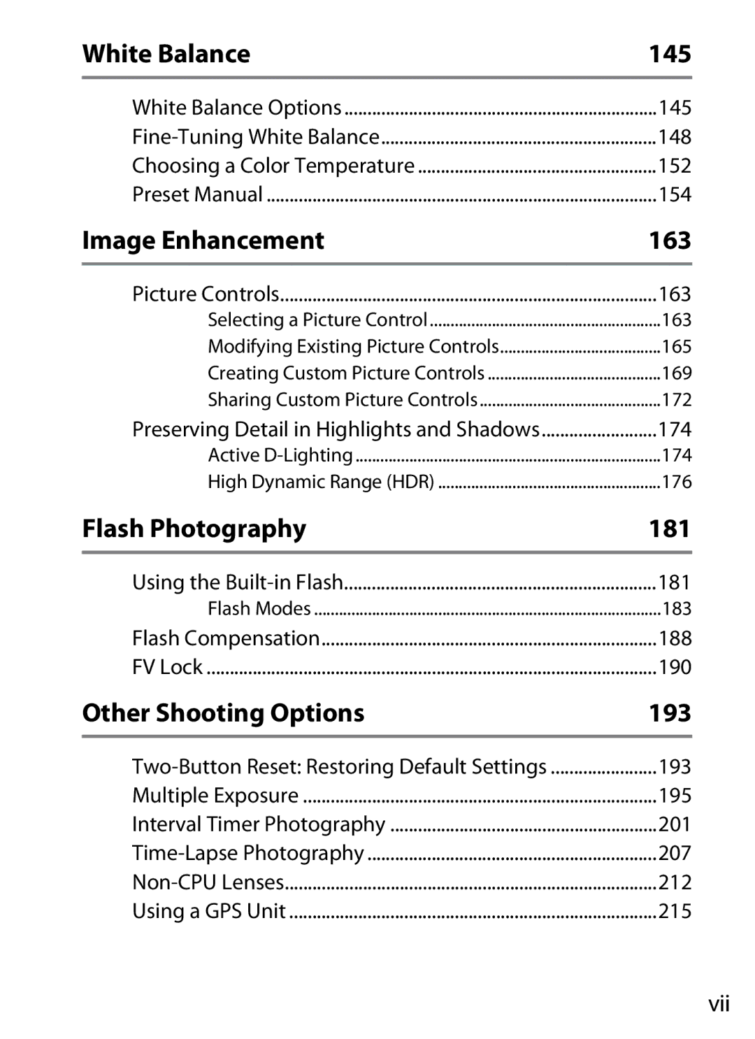 Nikon D800EFXBODY, D800 (Body Only), D800BODY, D800 E (Body Only), 2164+25468, 25480B user manual Vii 