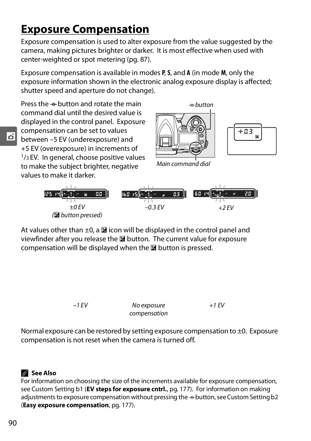 Nikon D90 user manual Exposure Compensation 