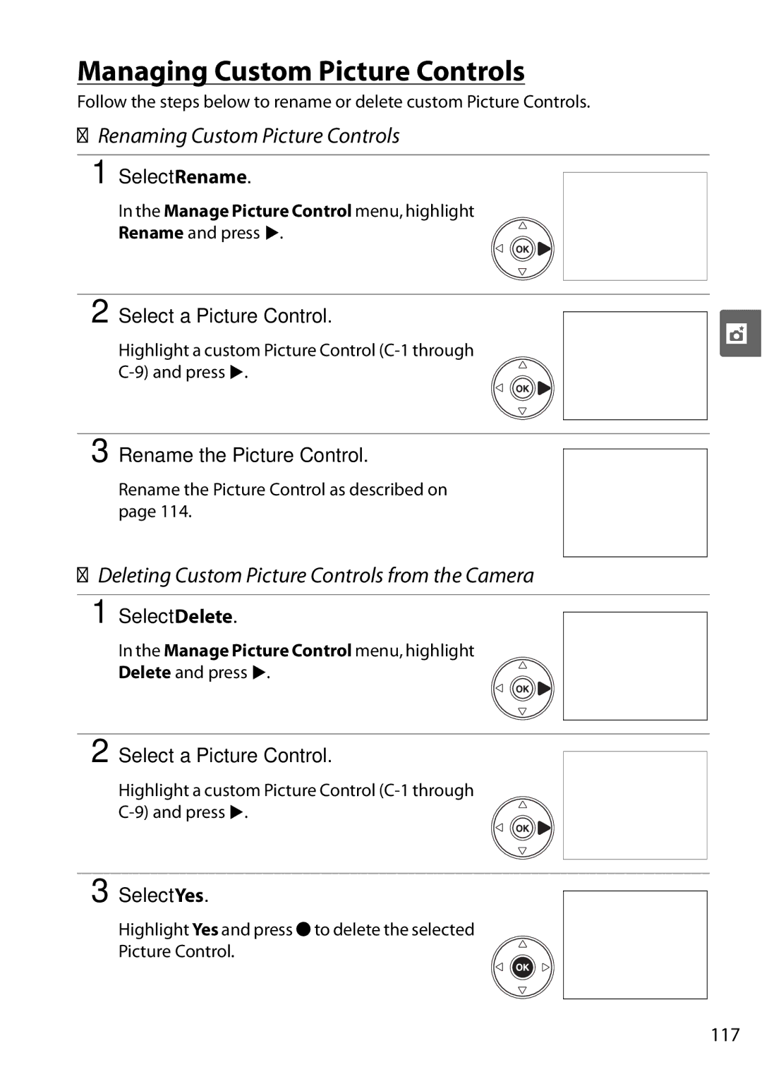 Nikon D90 user manual Managing Custom Picture Controls, Renaming Custom Picture Controls 