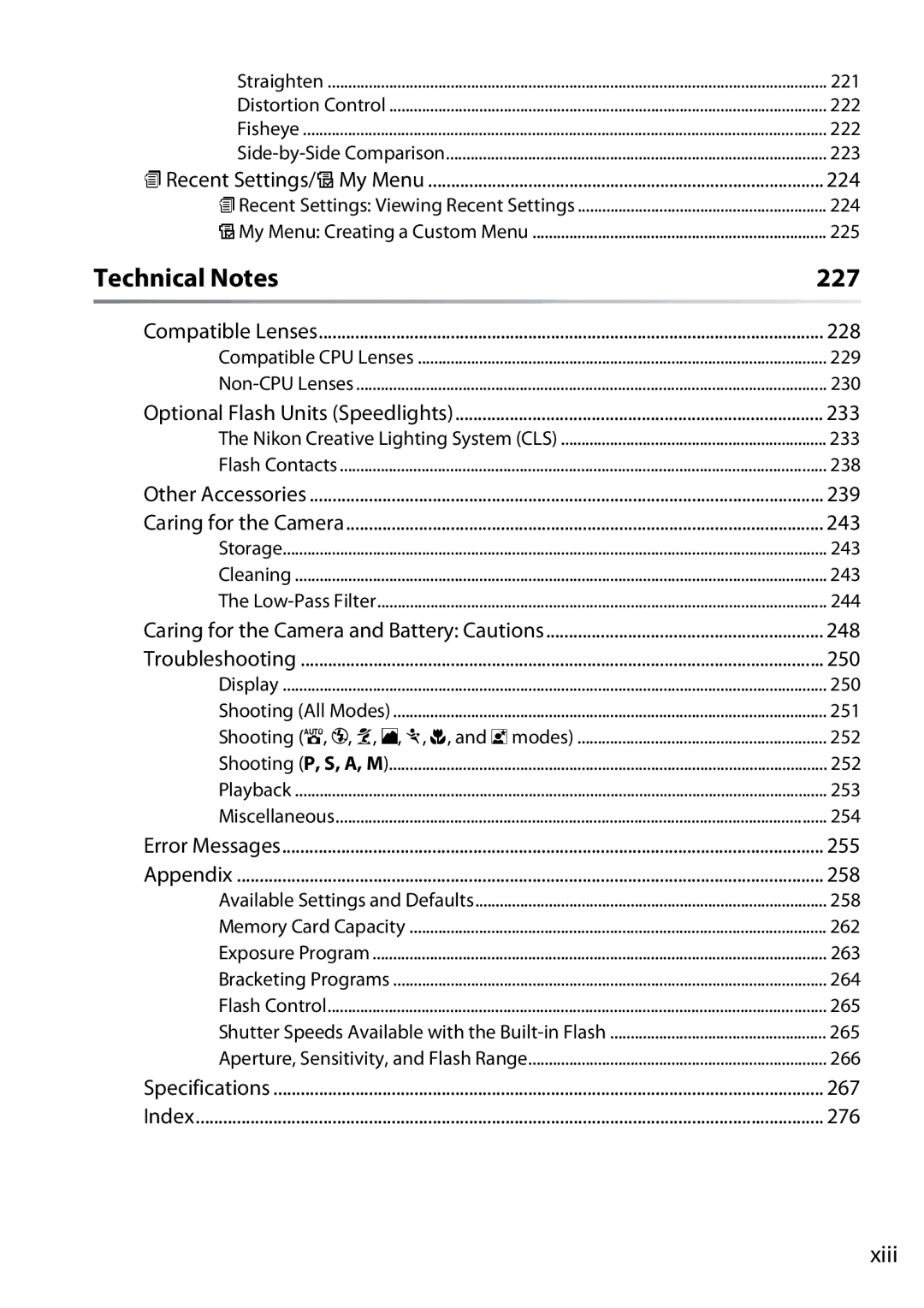 Nikon D90 user manual Technical Notes, 227, Xiii 