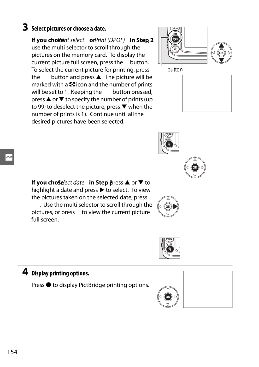 Nikon D90 user manual Select pictures or choose a date, 154 