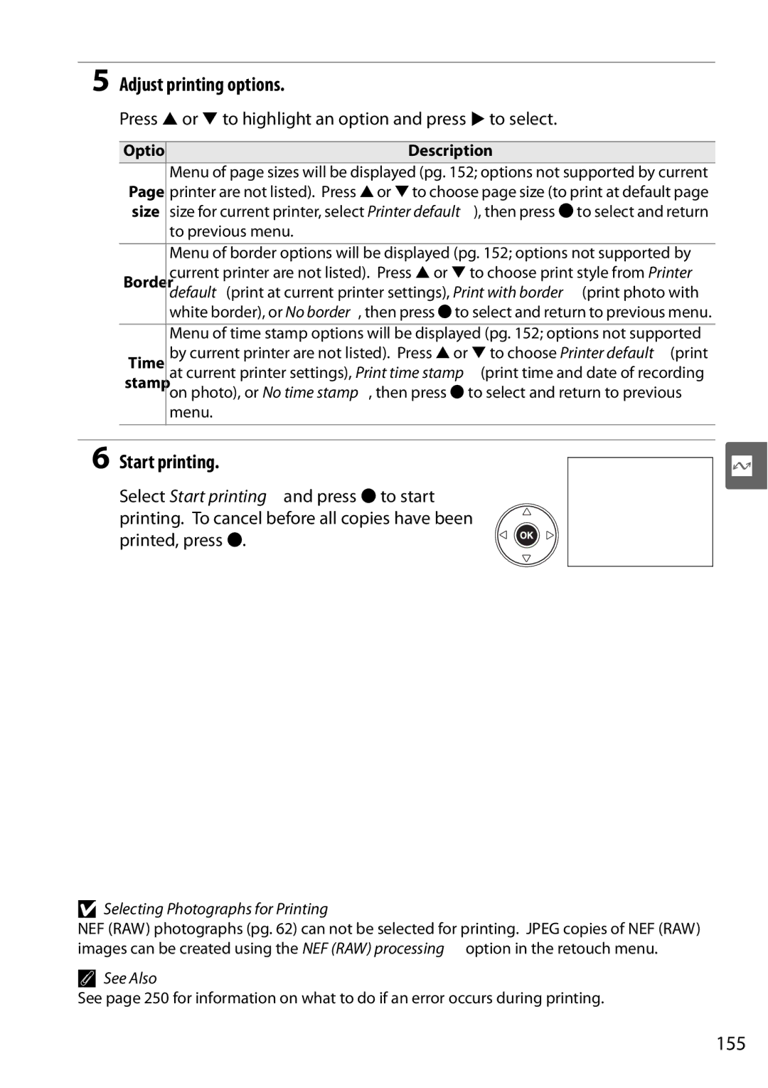 Nikon D90 user manual 155, To previous menu, Menu, Selecting Photographs for Printing 