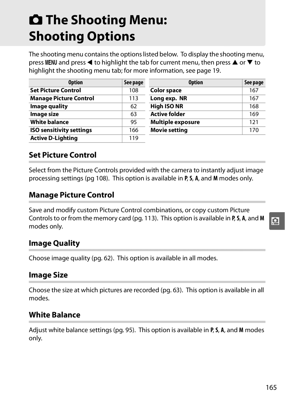 Nikon D90 user manual CThe Shooting Menu Shooting Options 