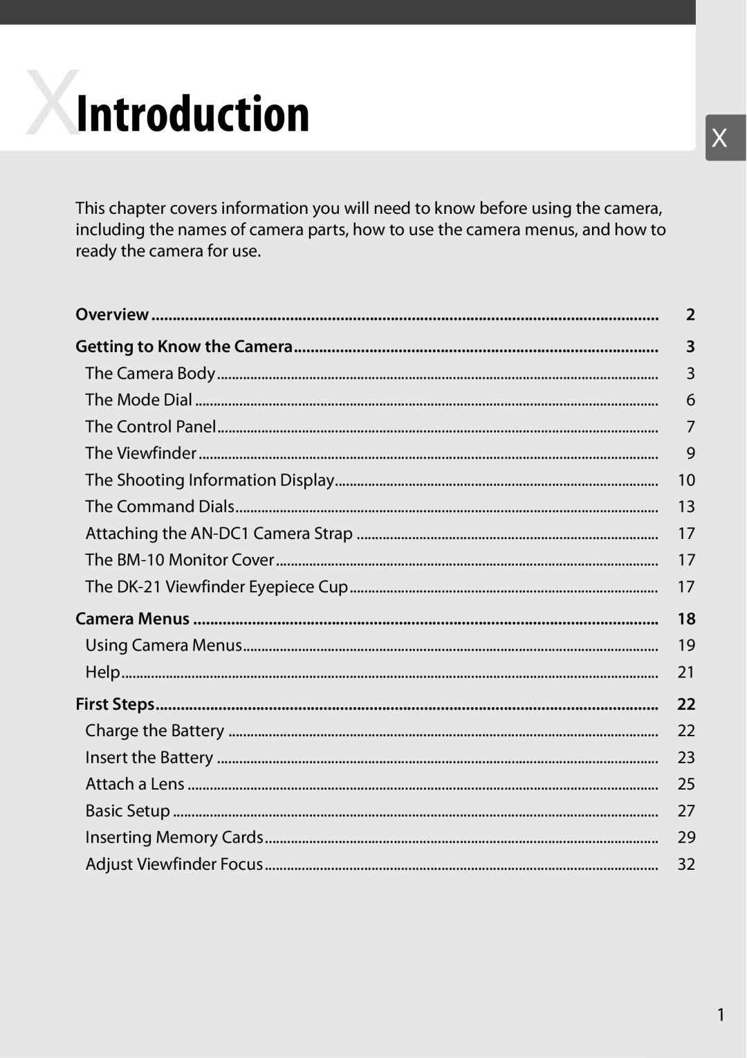 Nikon D90 user manual Overview Getting to Know the Camera, Camera Menus, First Steps 