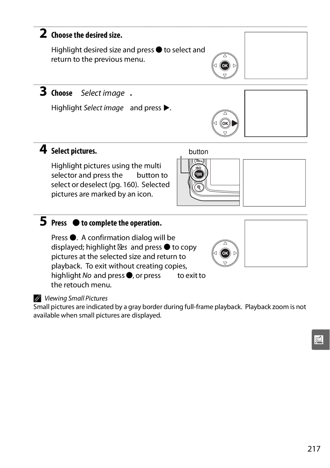 Nikon D90 user manual Choose the desired size, 217, Viewing Small Pictures 