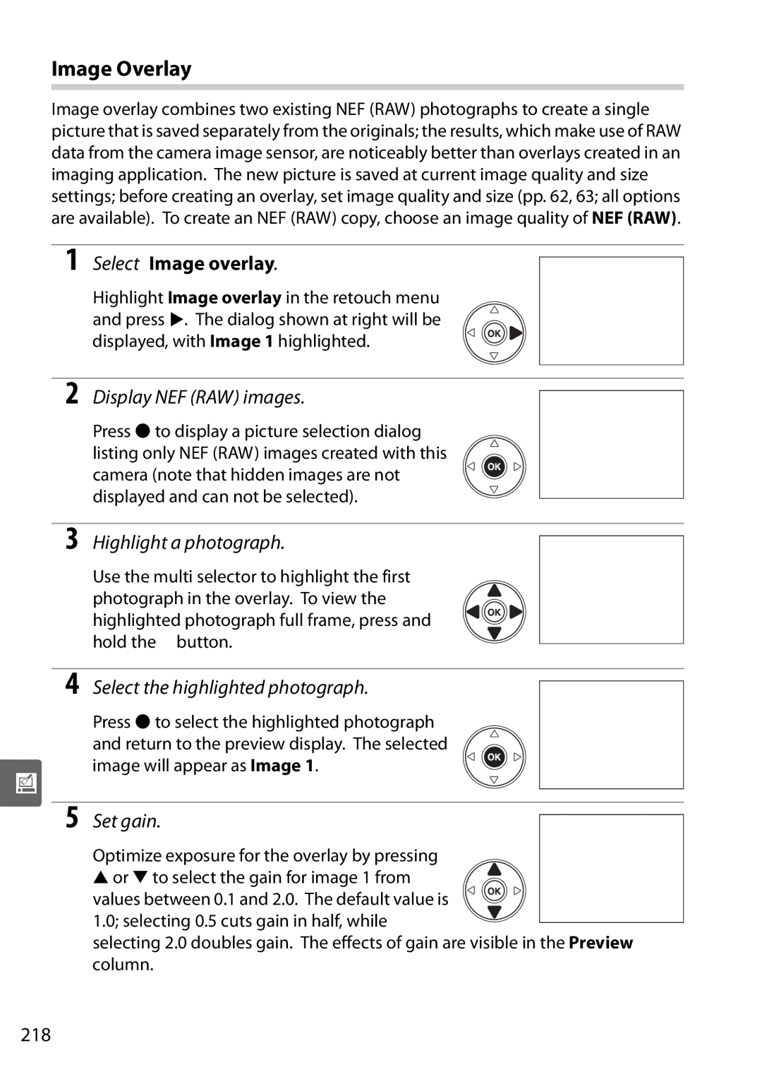 Nikon D90 user manual Image Overlay, Select Image overlay, Display NEF RAW images, Highlight a photograph 