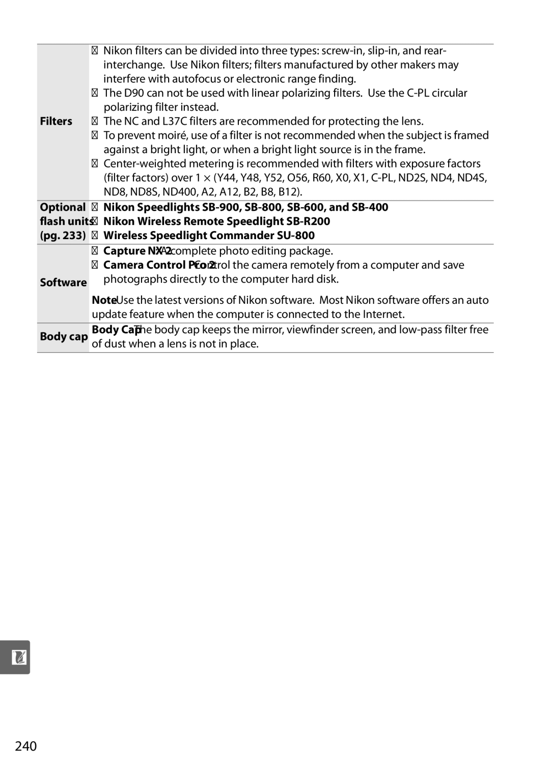 Nikon D90 user manual 240 