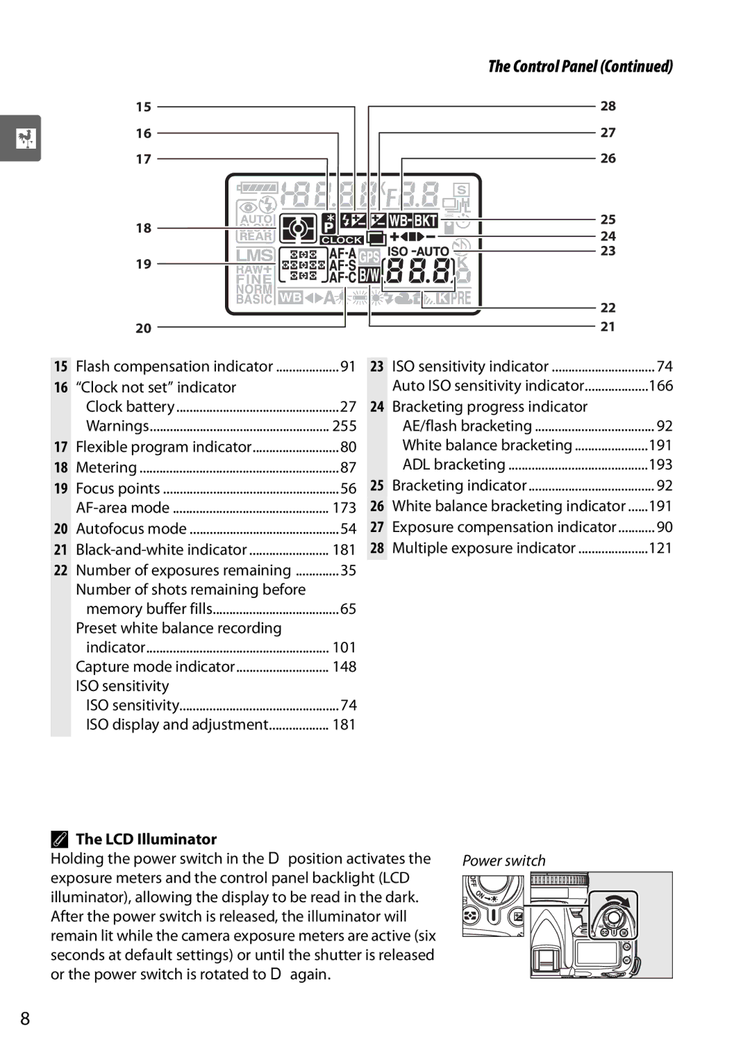 Nikon D90 user manual LCD Illuminator 