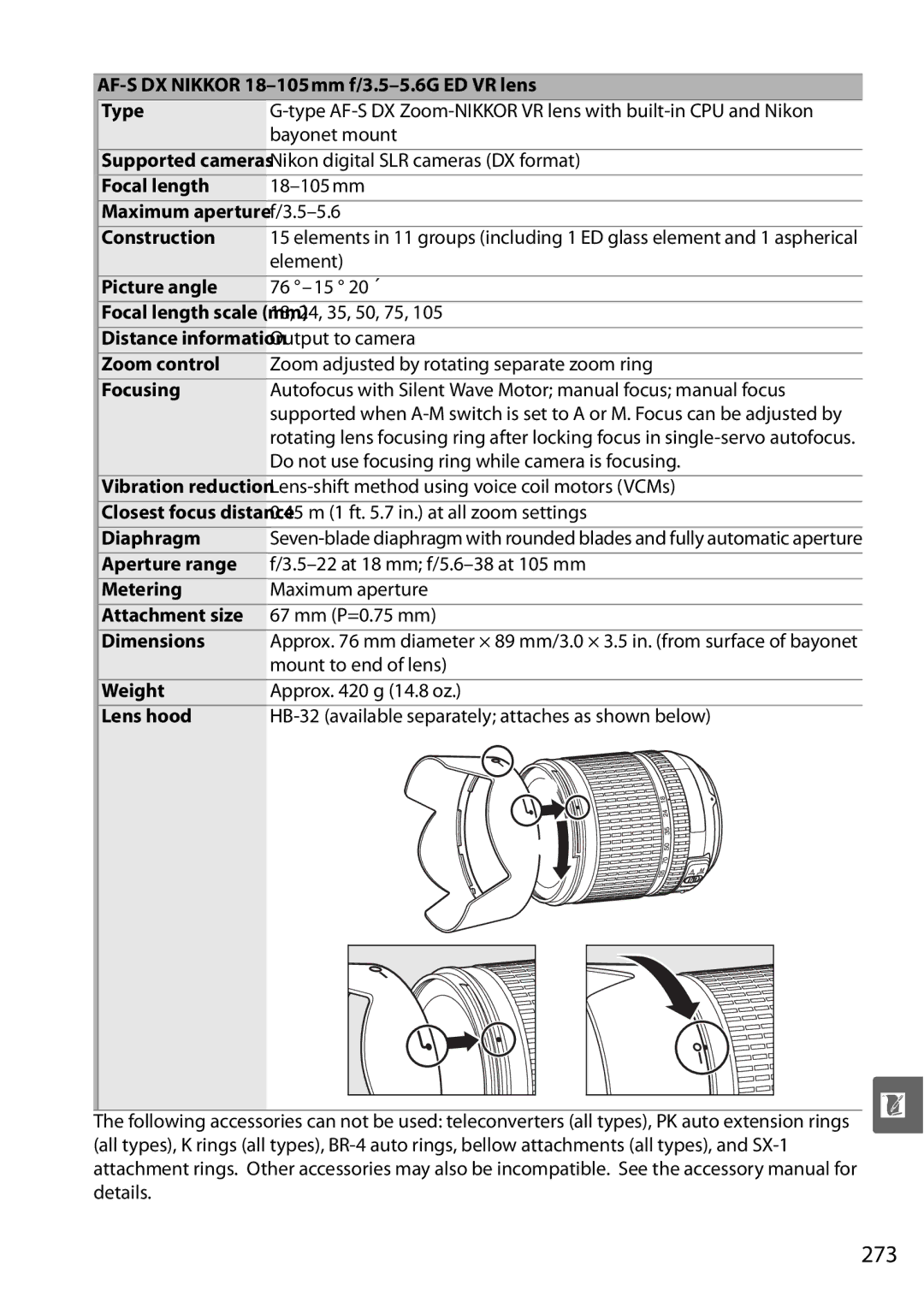 Nikon D90 user manual 273 