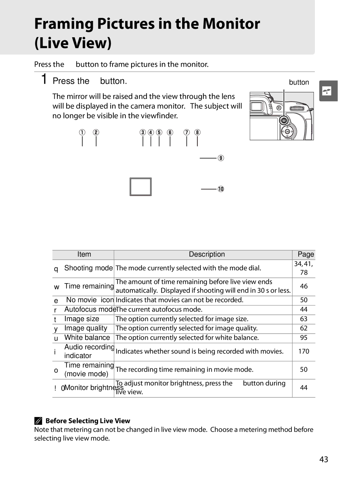 Nikon D90 user manual Framing Pictures in the Monitor Live View, Press the a button 