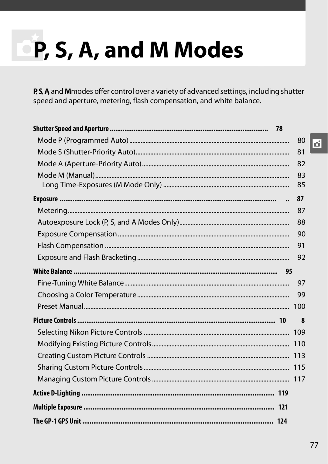 Nikon D90 user manual 100, 109, 110, 113, 115, 117 